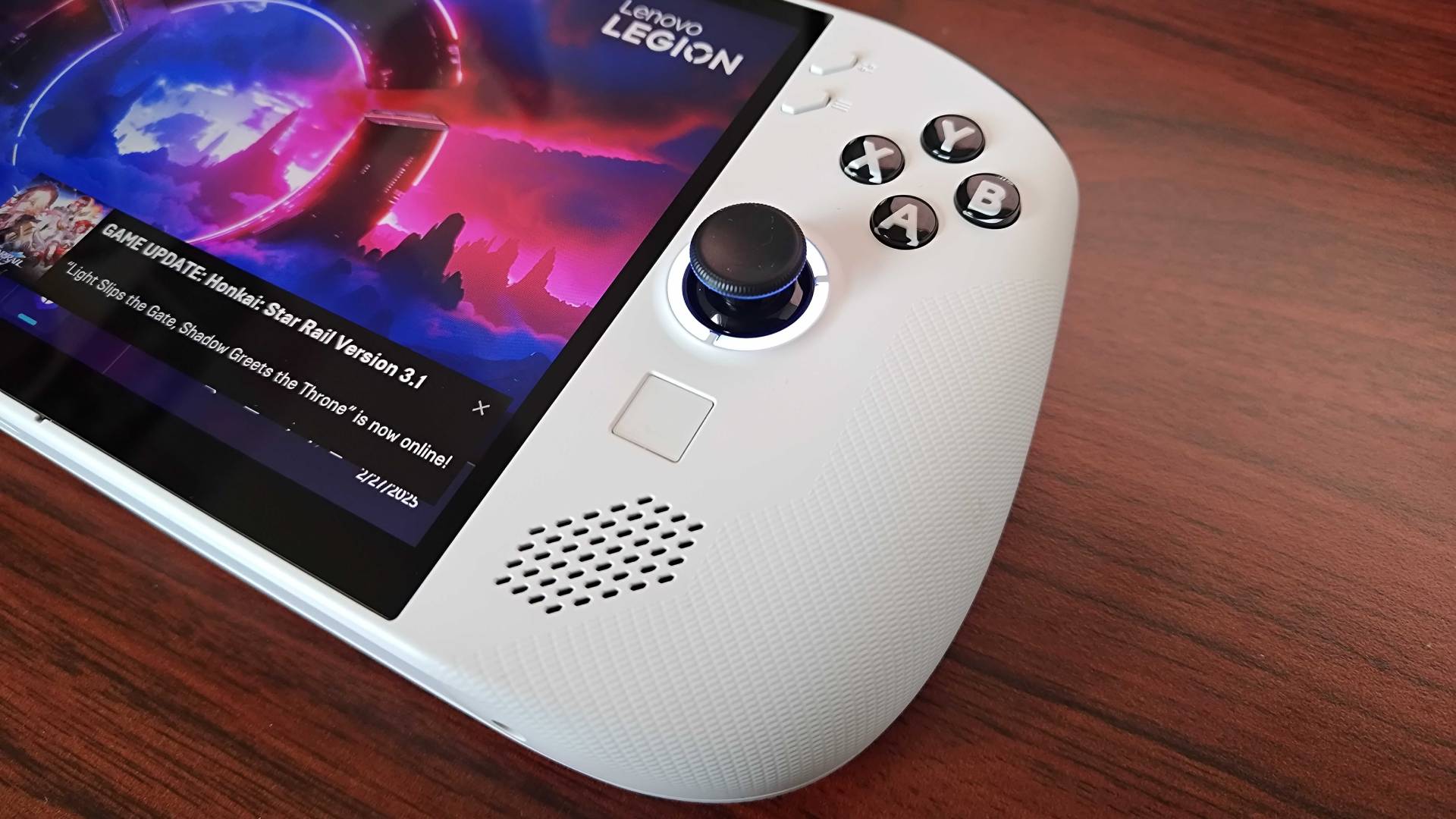 Close up of Lenovo Legion Go S right-hand side face buttons, joystick, and touchpad
