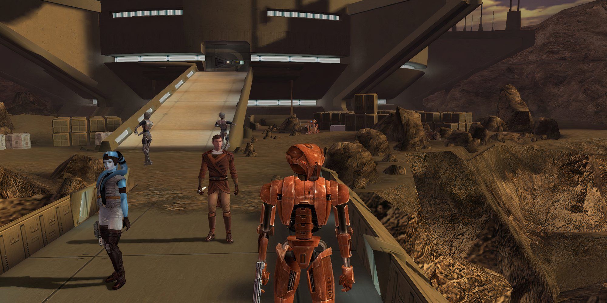 Exploring a city with your party in Star Wars Knights Of The Old Republic