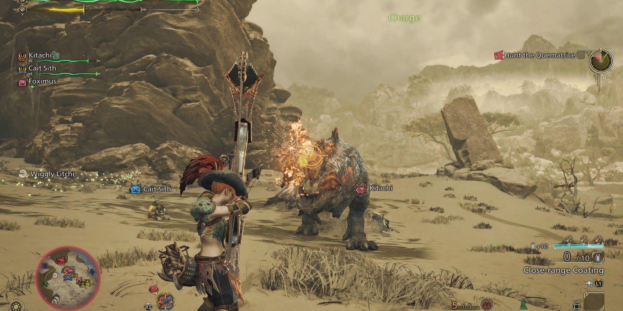 Fighting Quematrice with co-op allies in Monster Hunter Wilds