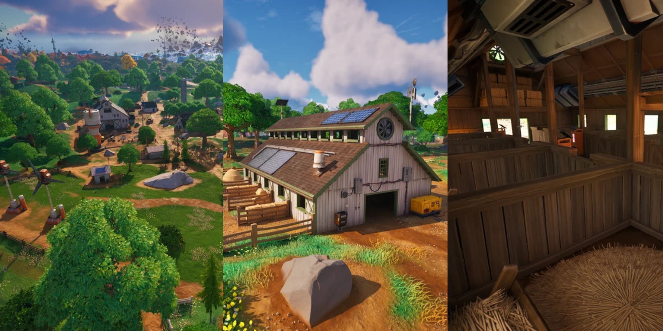 Barn and fields in Fortnite's Frenzy Fields POI.