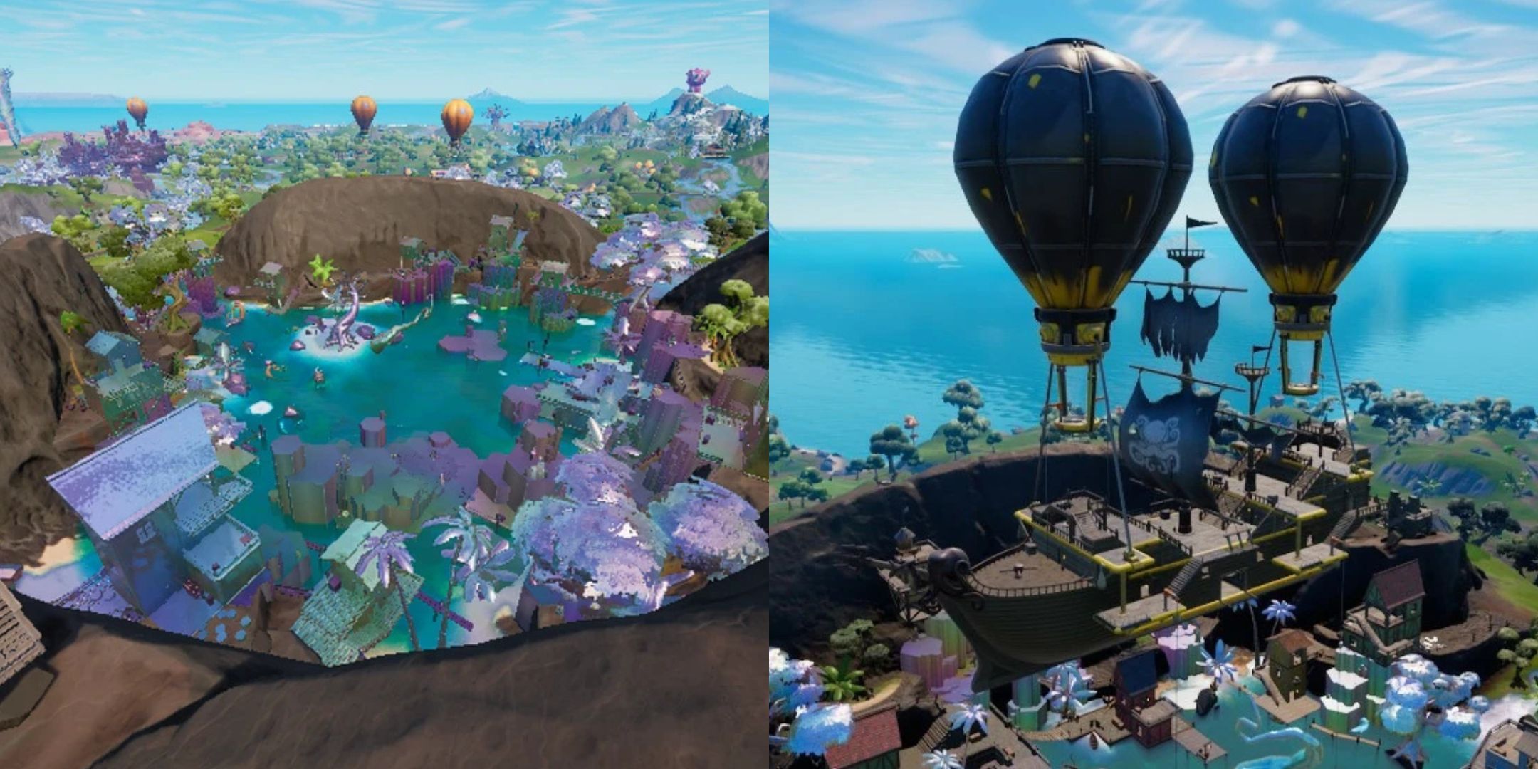 Fortnite's Lustrous Lagoon POI and The Driftwood floating ship.