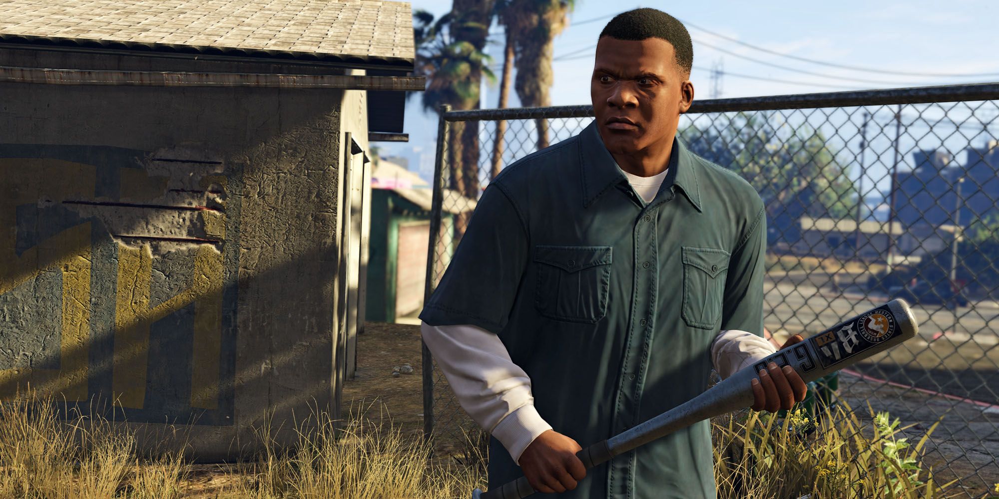 Franklin Clinton holding baseball bat in Grand Theft Auto 5