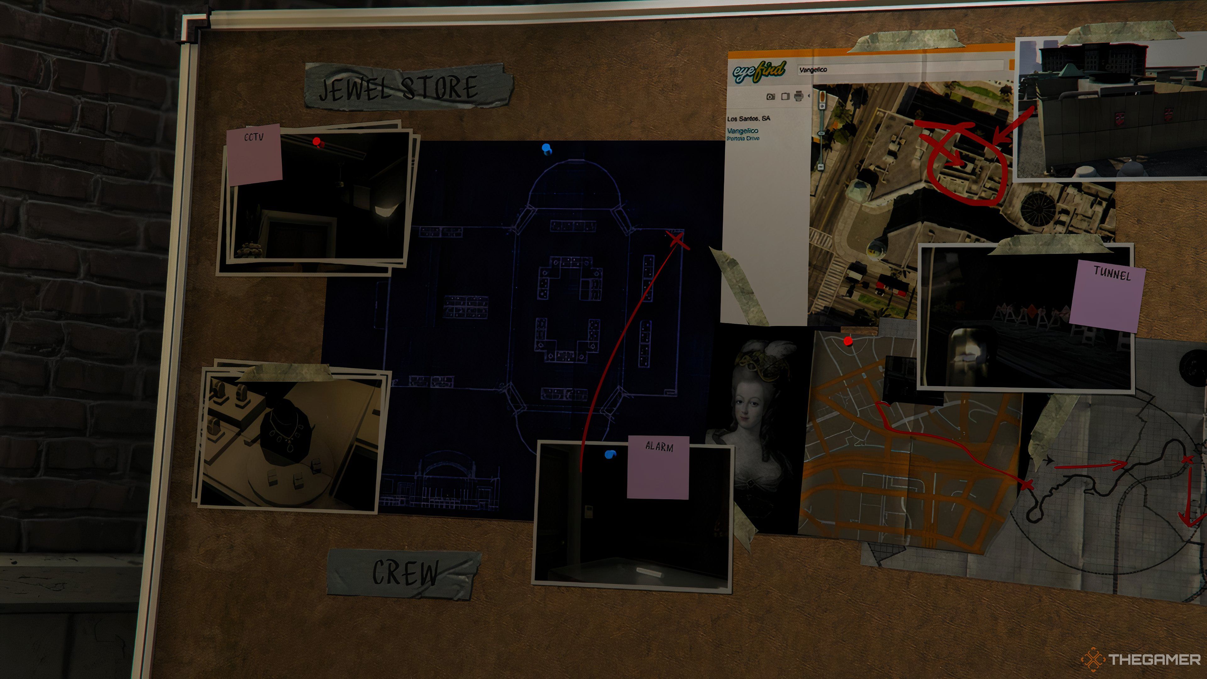 A board showing heist plan in Grand Theft Auto 5.