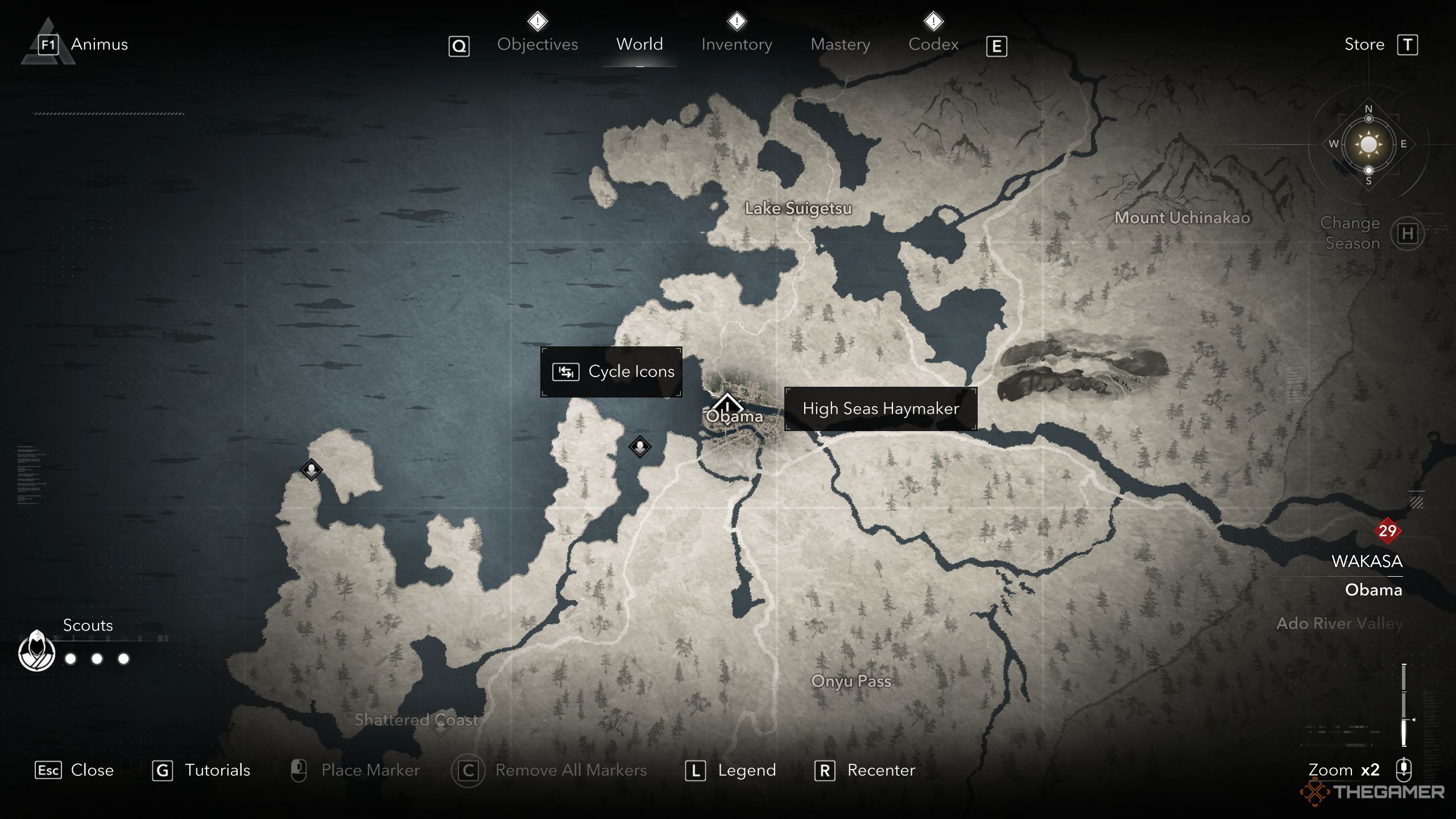 High Seas Haymaker quest marker on the map In AC Shadows.
