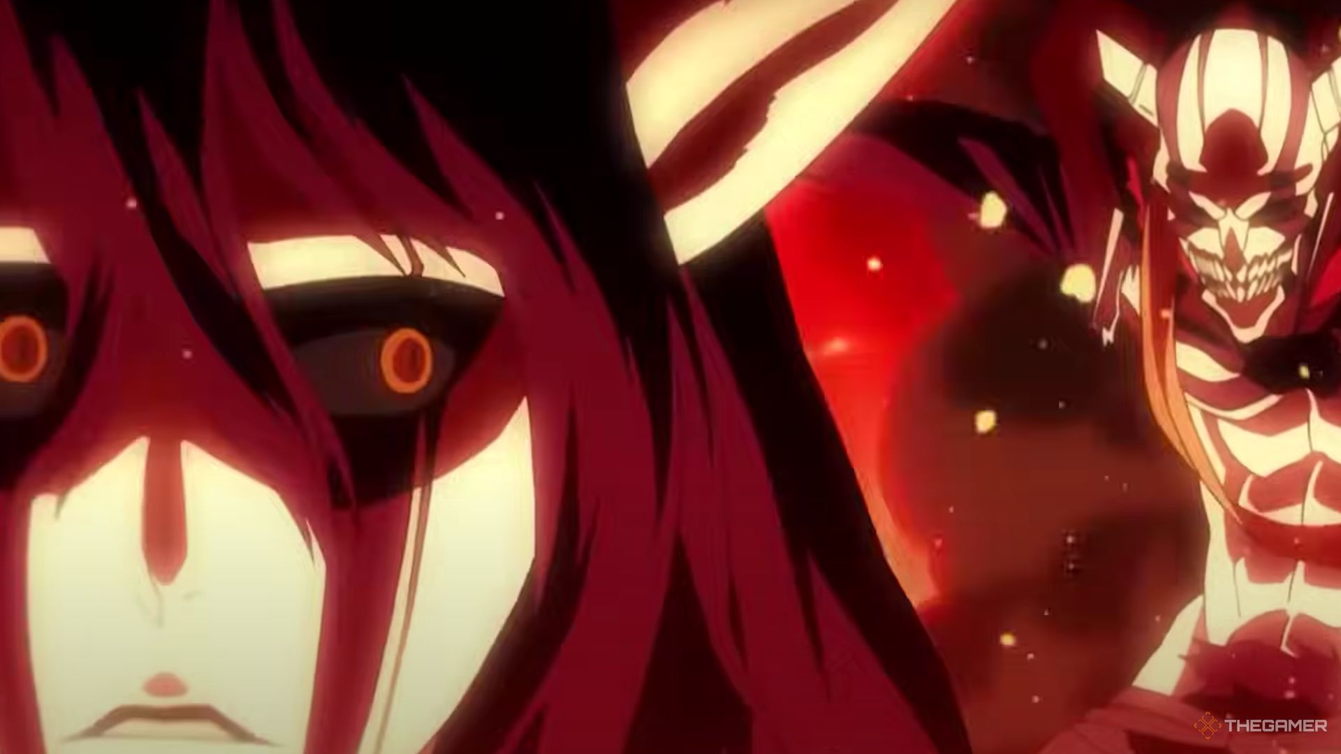 Hollow Ichigo is behind Ulquiorra in Bleach.