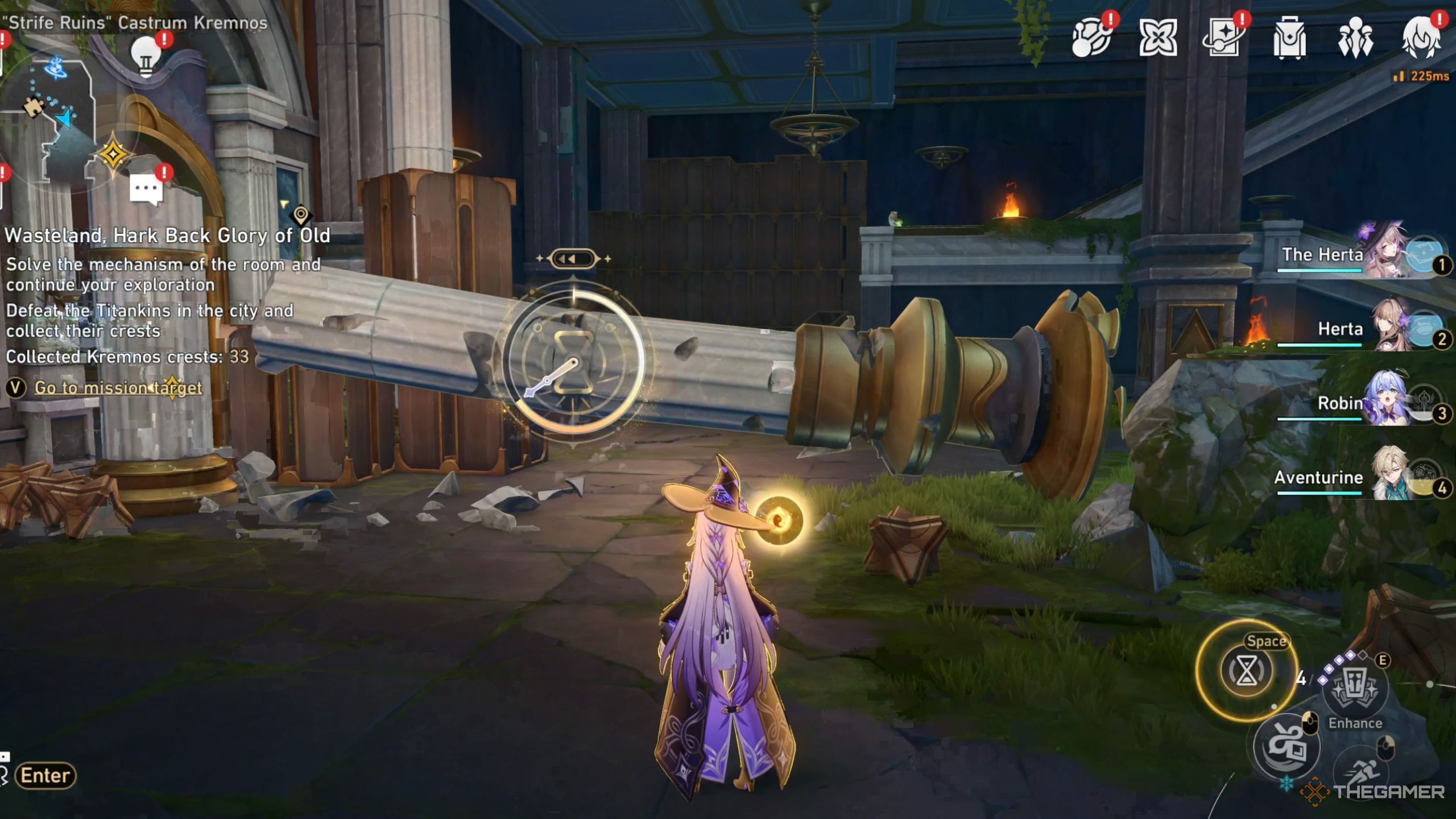 Honkai Star Rail picking up a pillar in the main story of Strife Ruins.