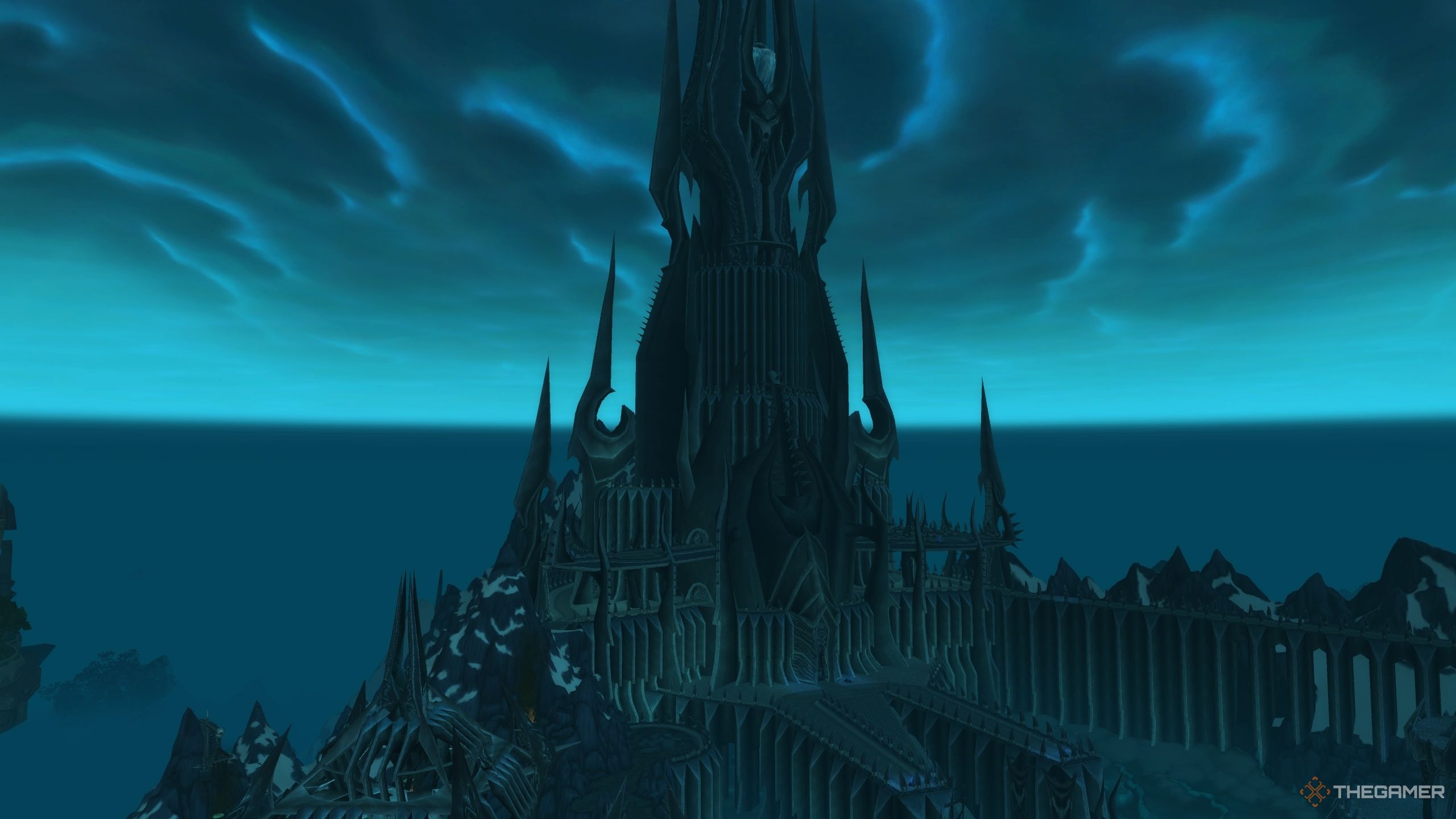 The entrance to the Icecrown Citadel raid in World of Warcraft.