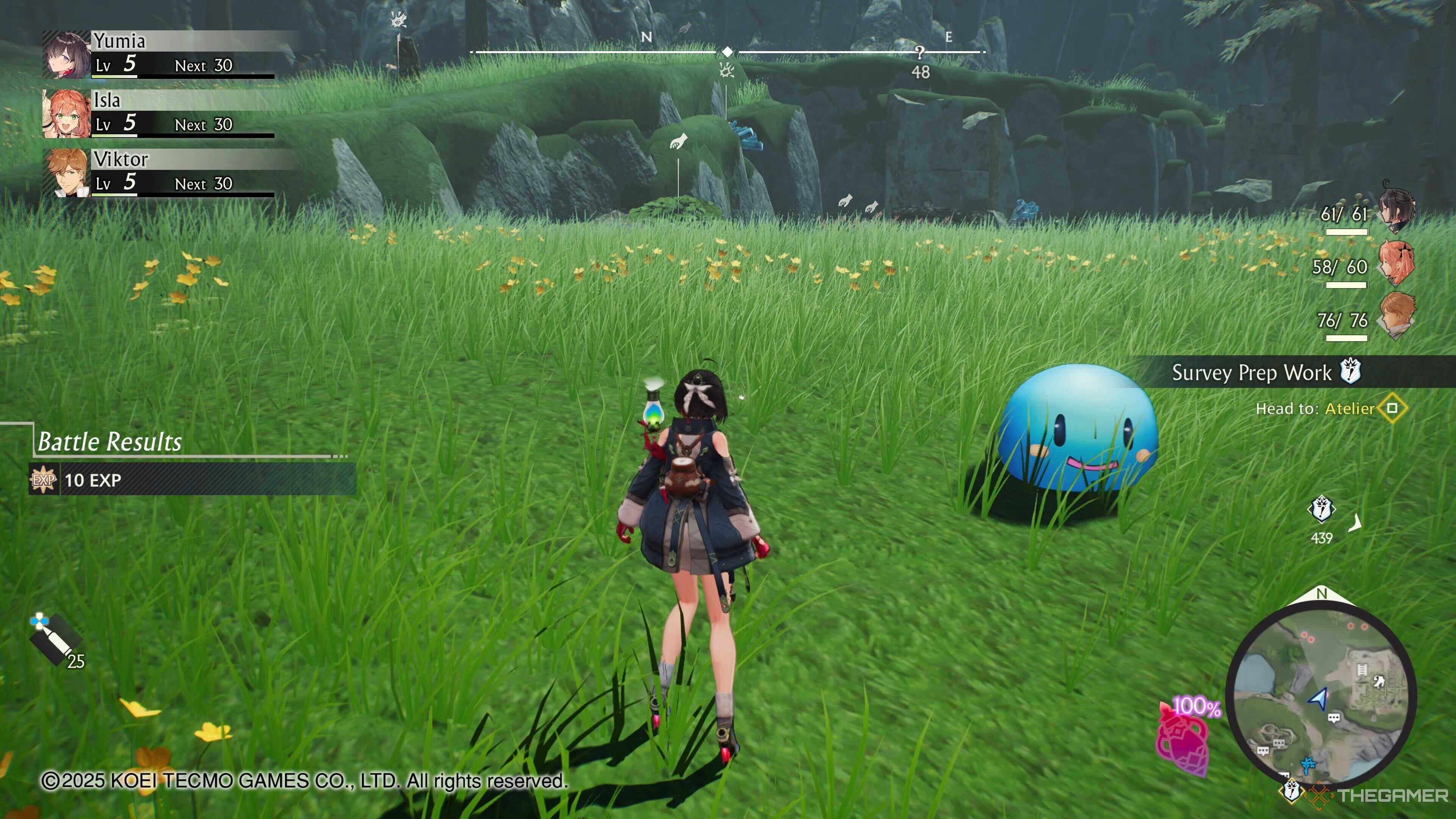 Standing beside a Blue Puni in Atelier Yumia