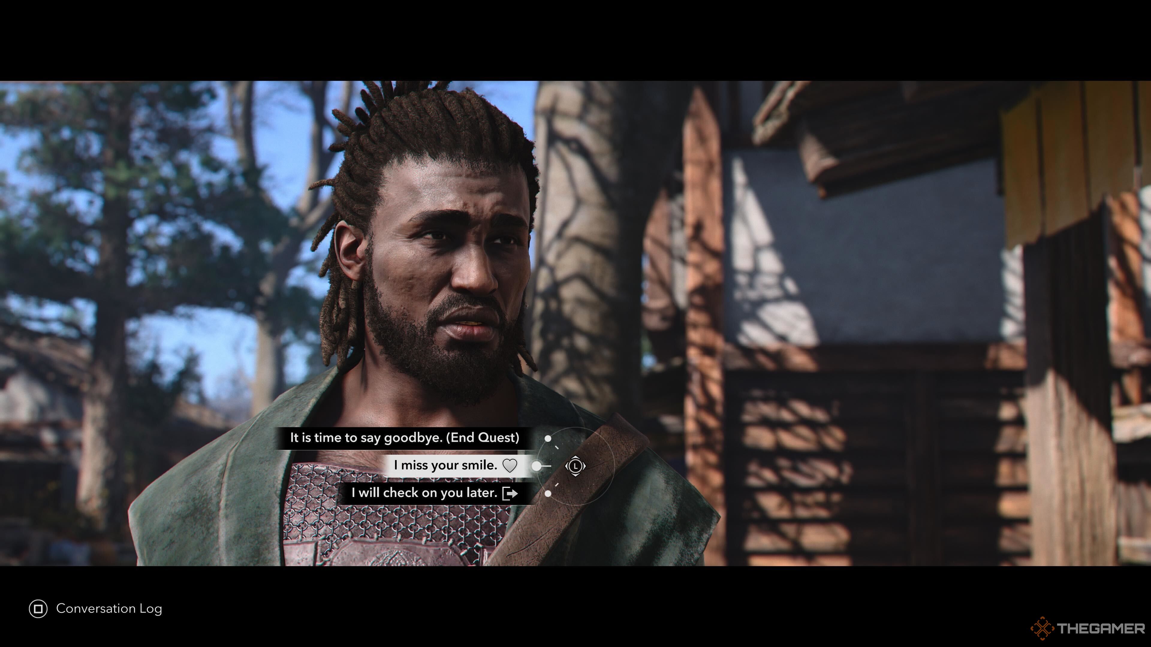 Yasuke flirting with Lady Oichi at the start of The Wheel Turns in Assassin's Creed Shadows.