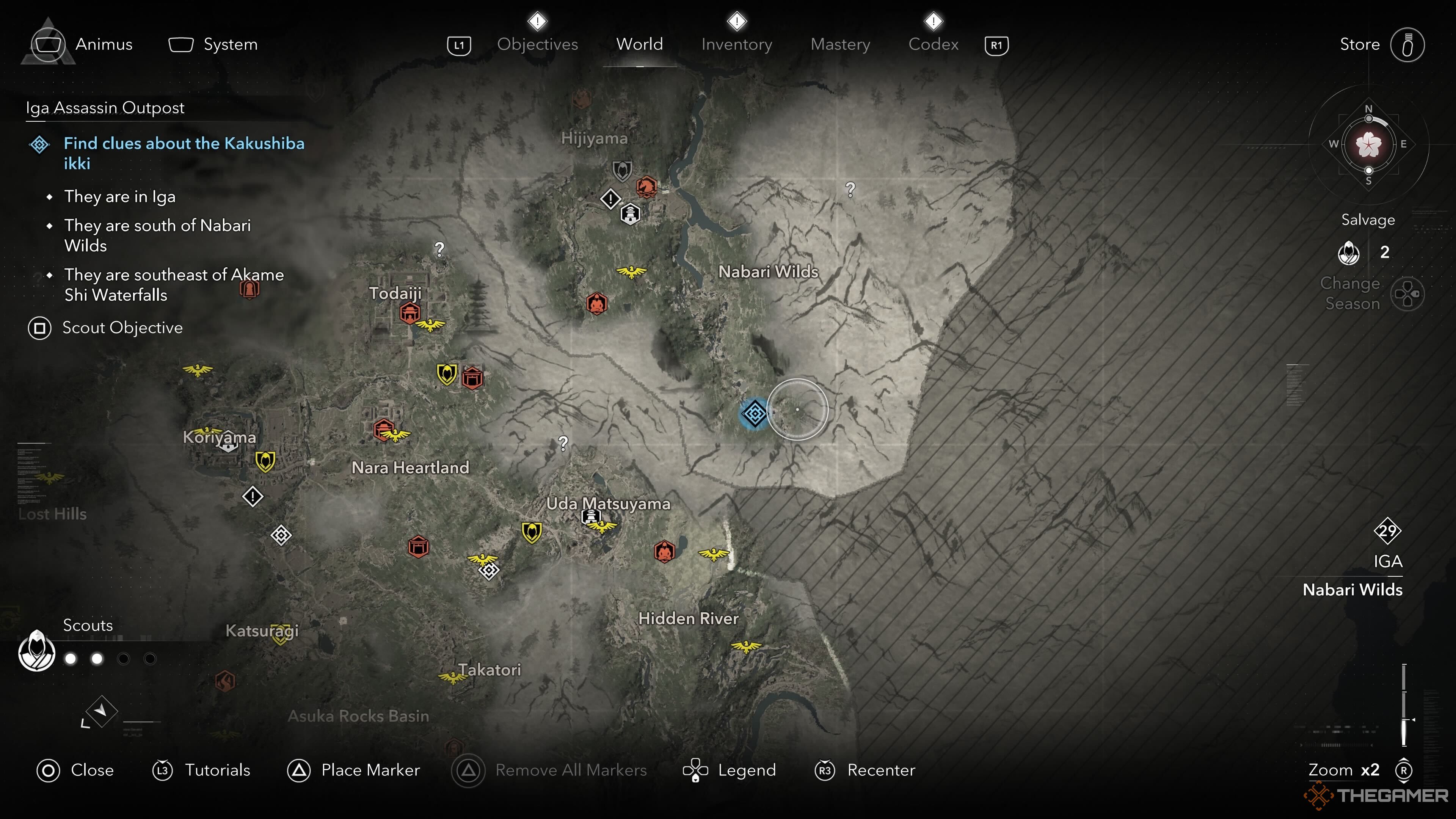 The location of the Iga assassin outpost in Assassin's Creed Shadows.