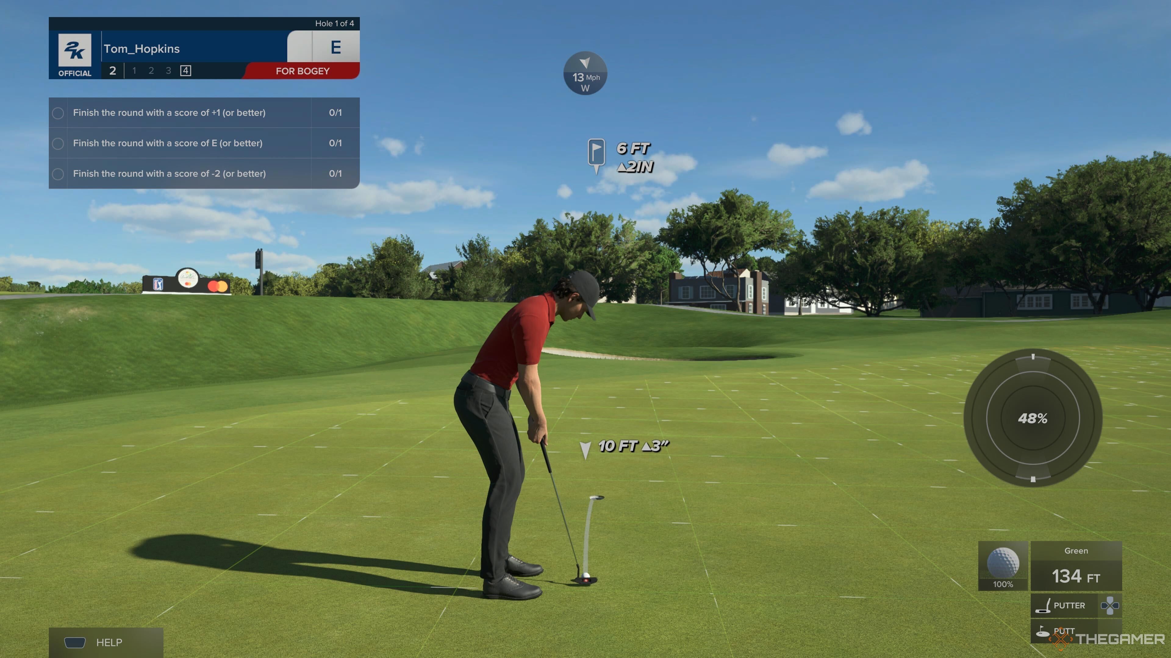 A putt preview in PGA Tour 2K25.