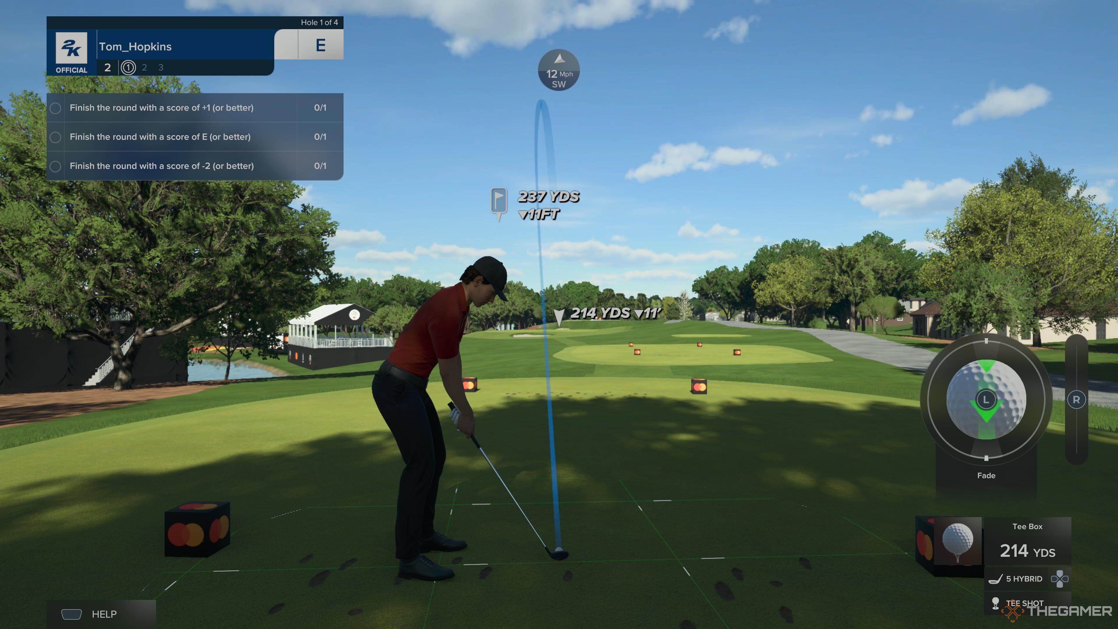 The ball spin icon with a player about to swing in PGA Tour 2K25.