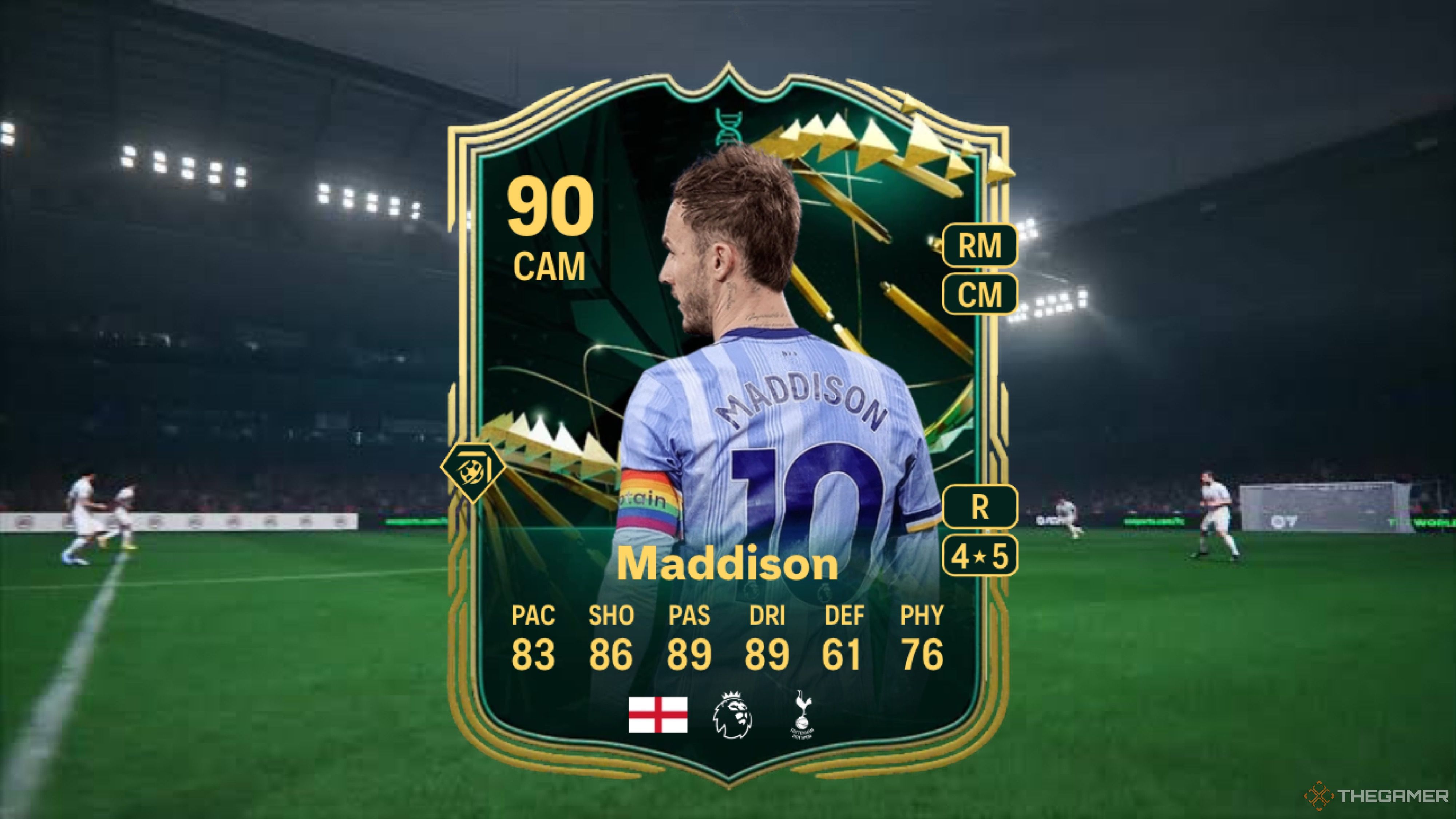 Image showing Maddison card against a faded pitch background.