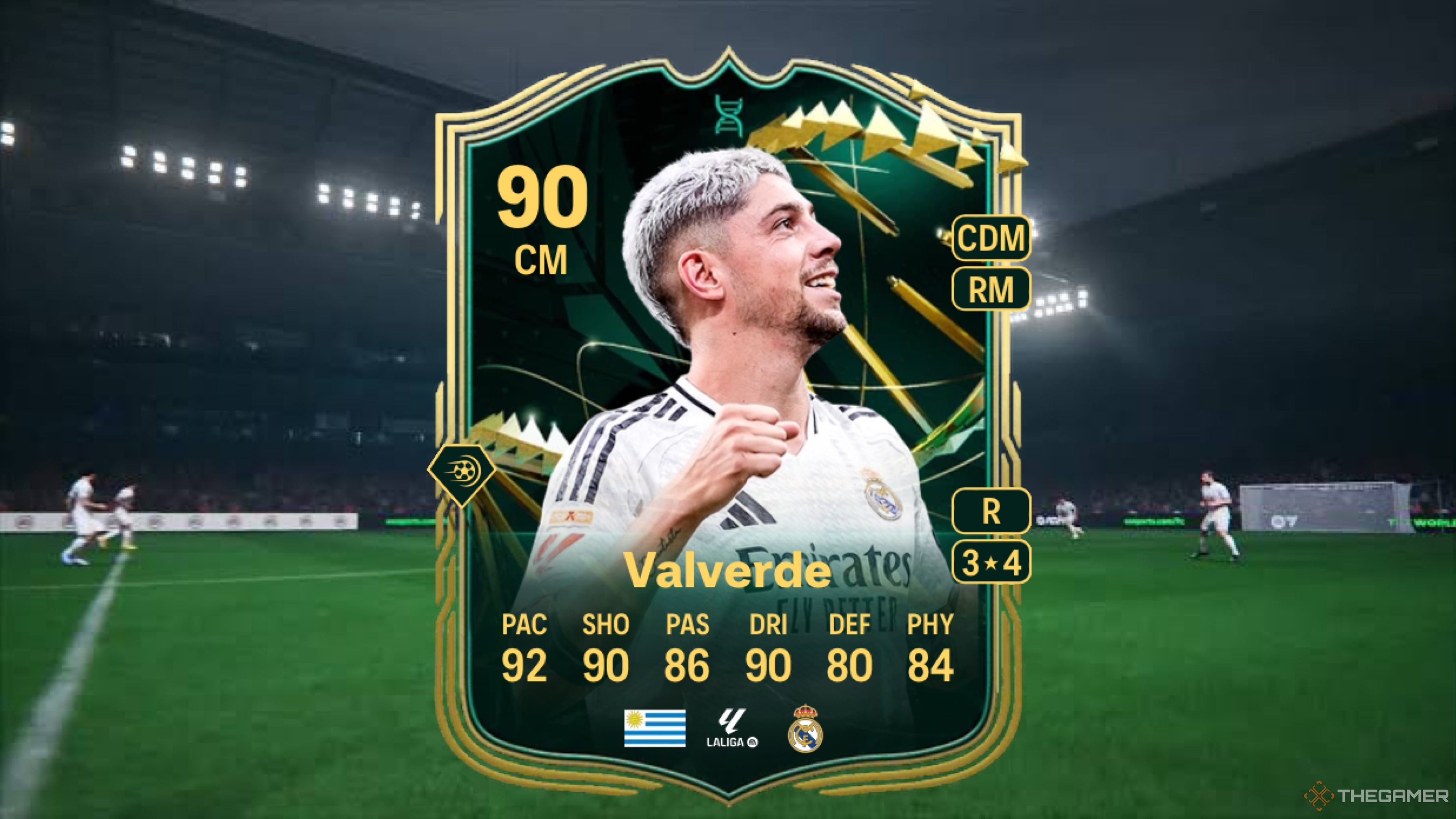 Image showing Valverde card against a faded pitch background.