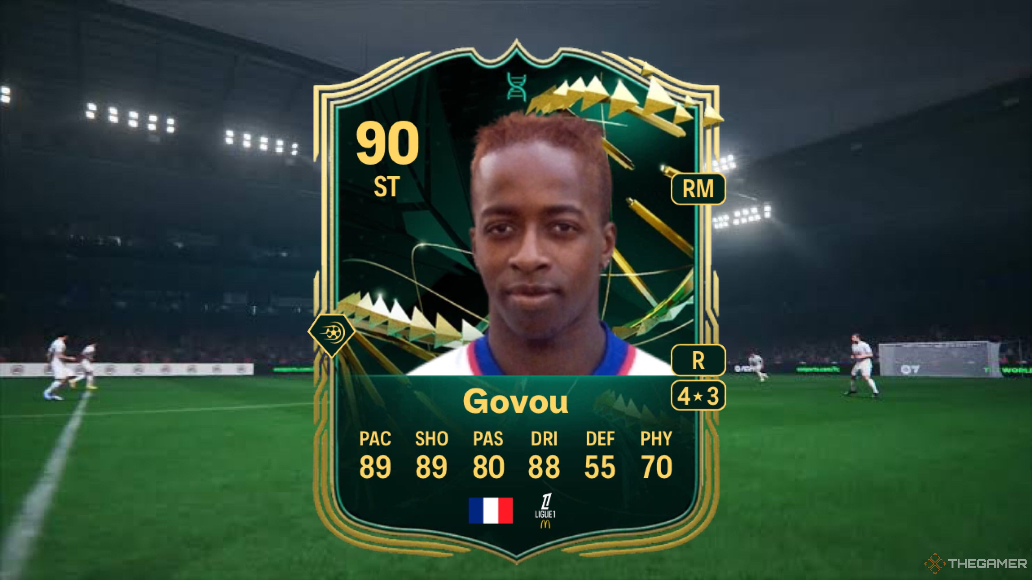 Image showing Govou card against a faded pitch background.