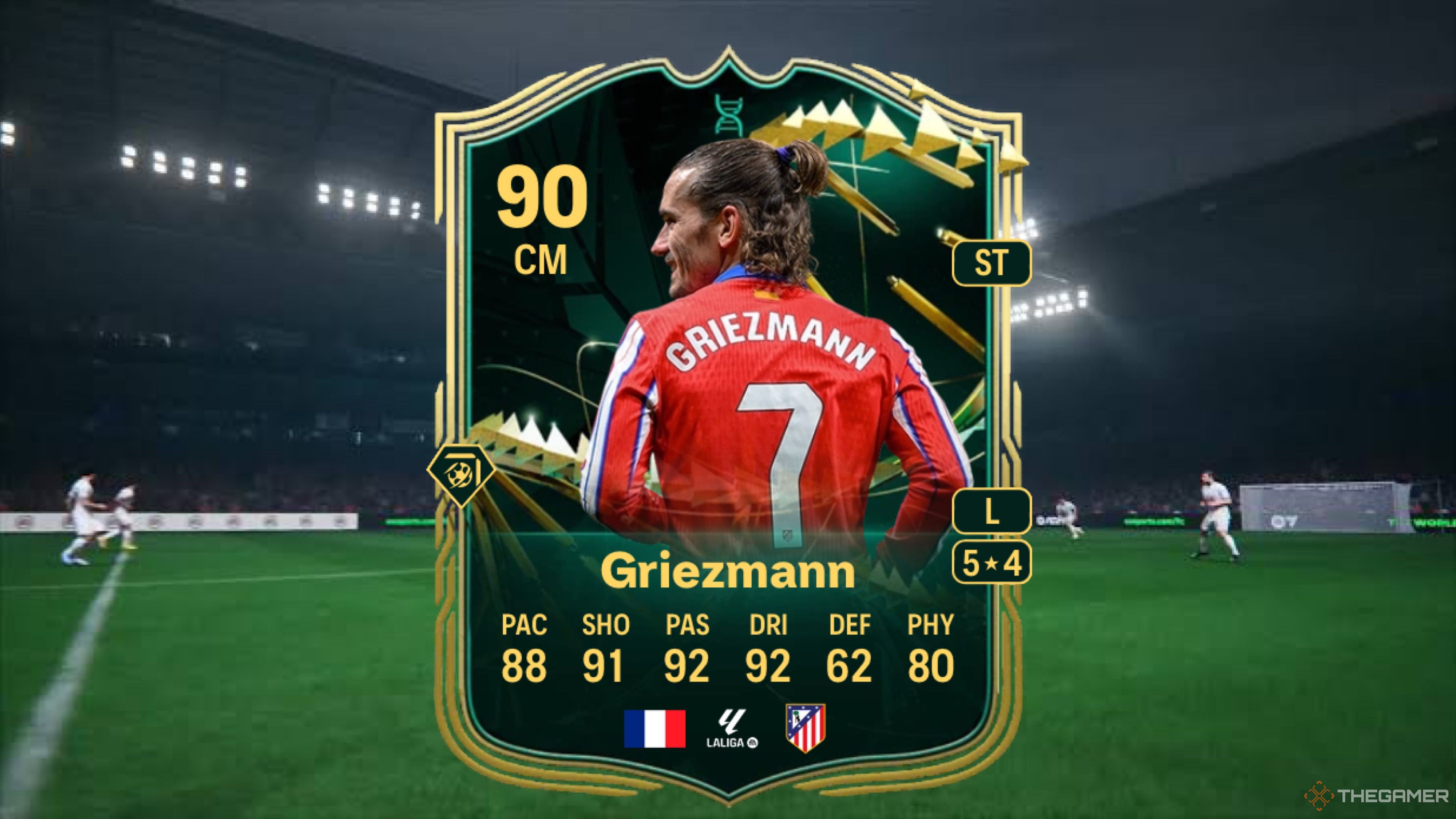 Image showing Griezmann card against a faded pitch background.