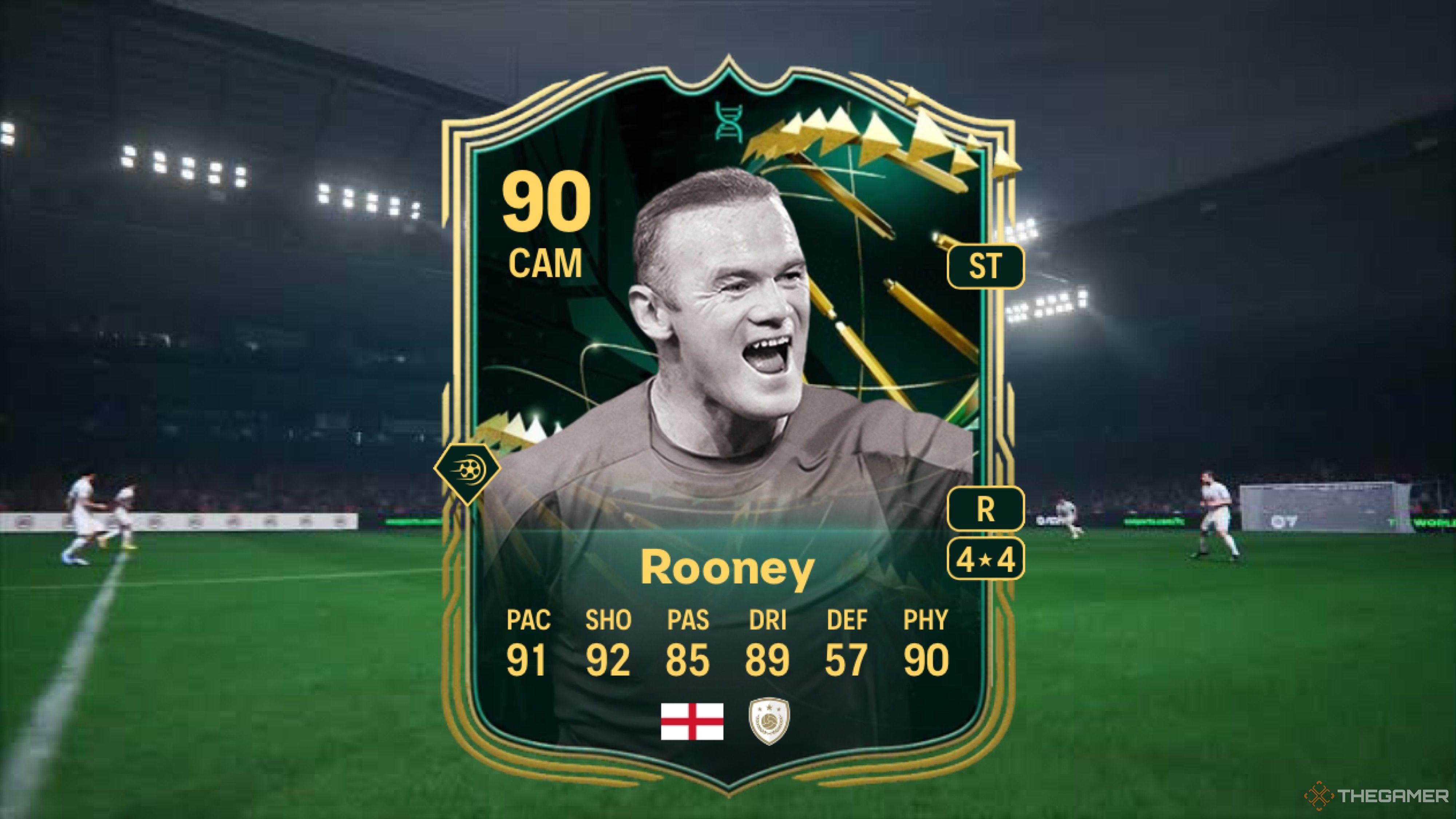 Image showing Rooney card against a faded pitch background.