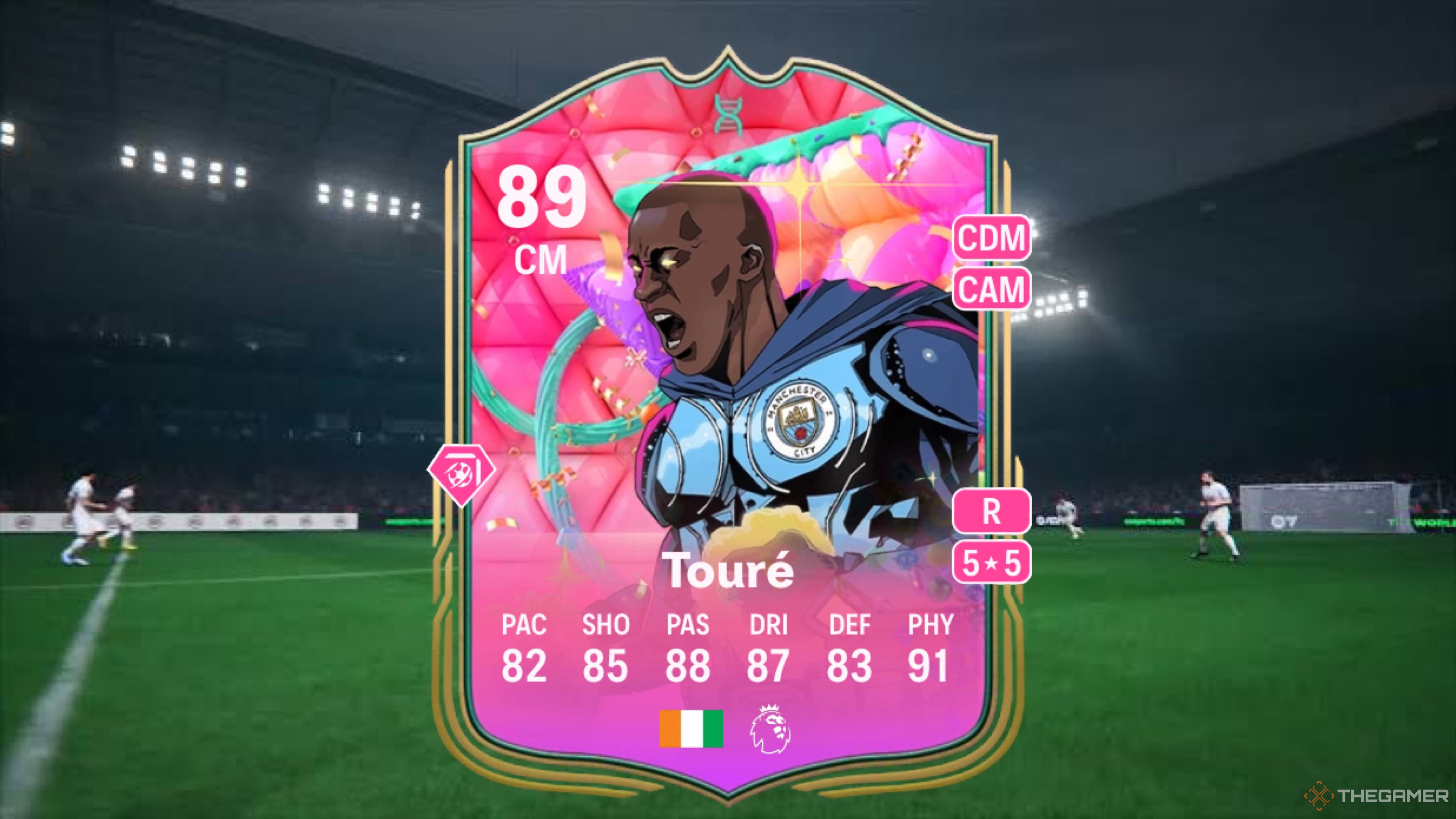 Image showing Touré card against a faded pitch background.