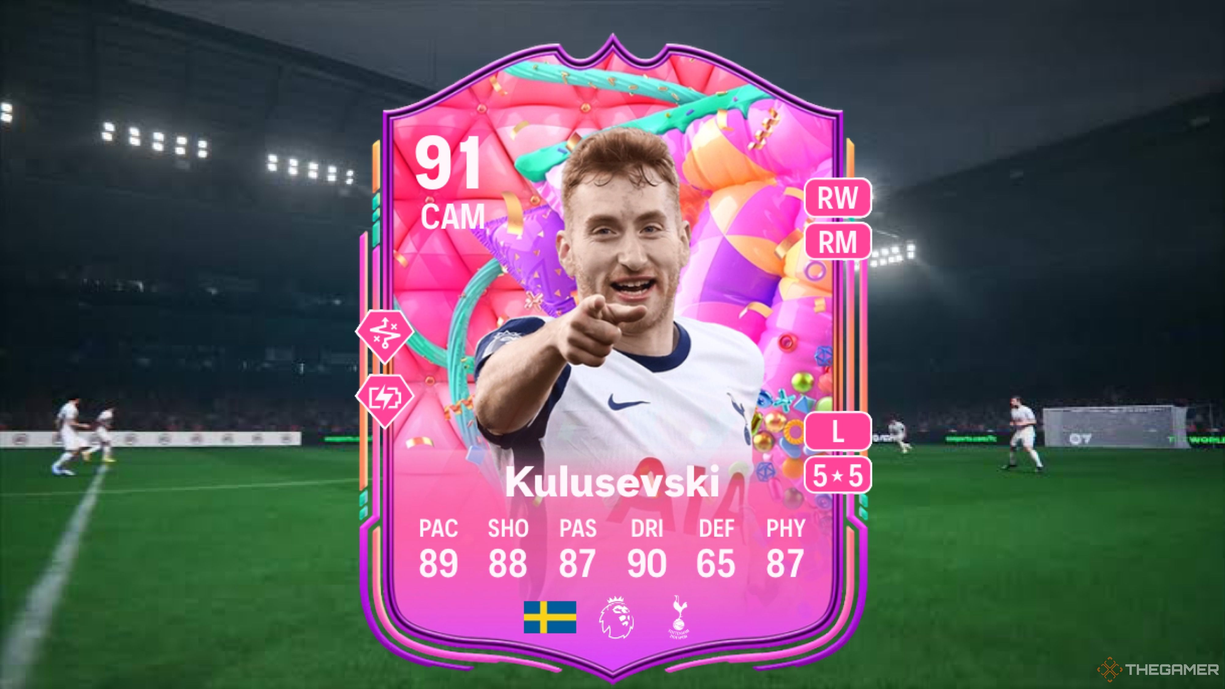 Image showing Kulusevski card against a faded pitch background.