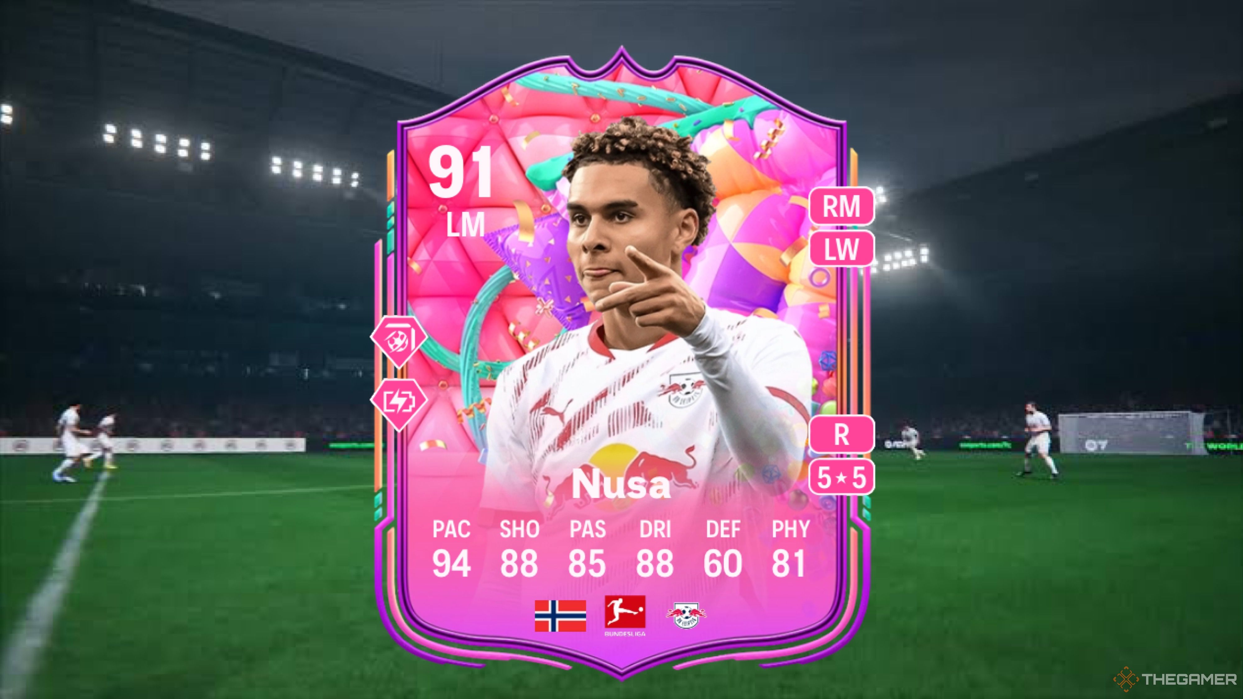 Image showing Nusa card against a faded pitch background.