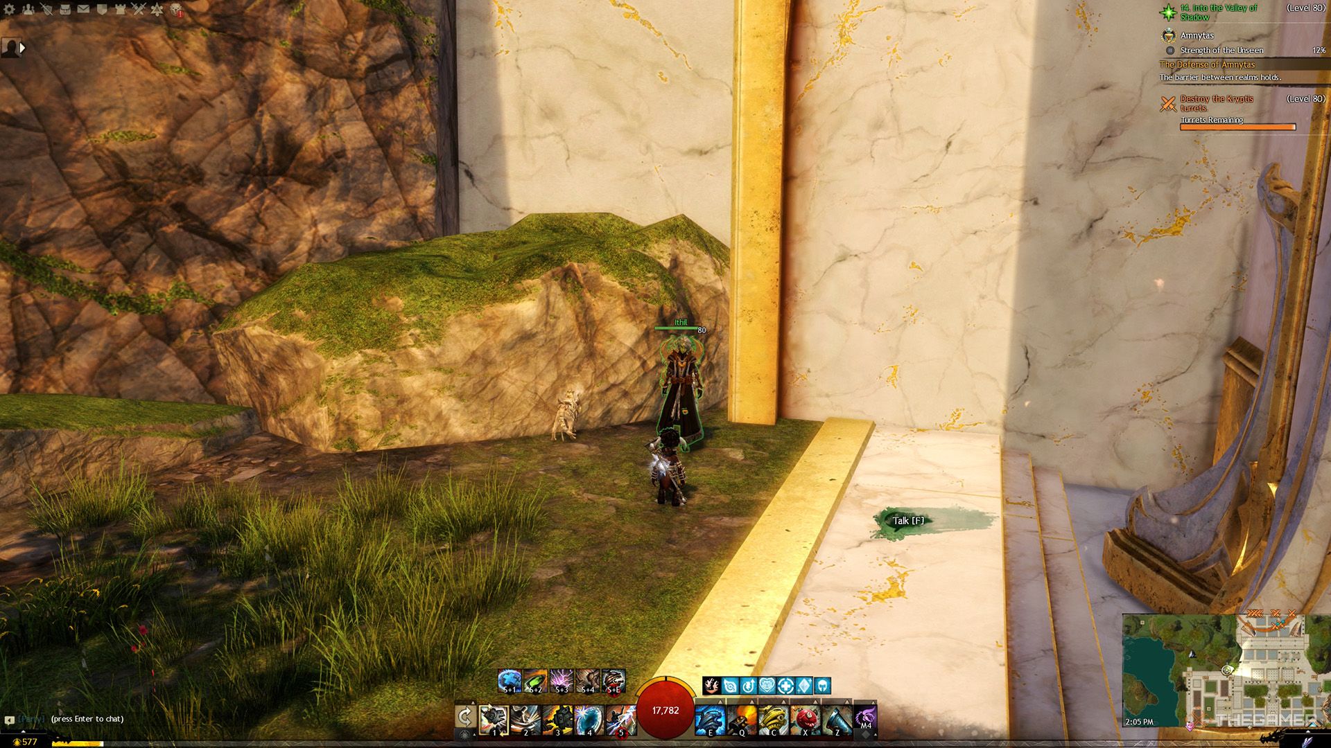 The player speaking to Ithil in Guild Wars 2.