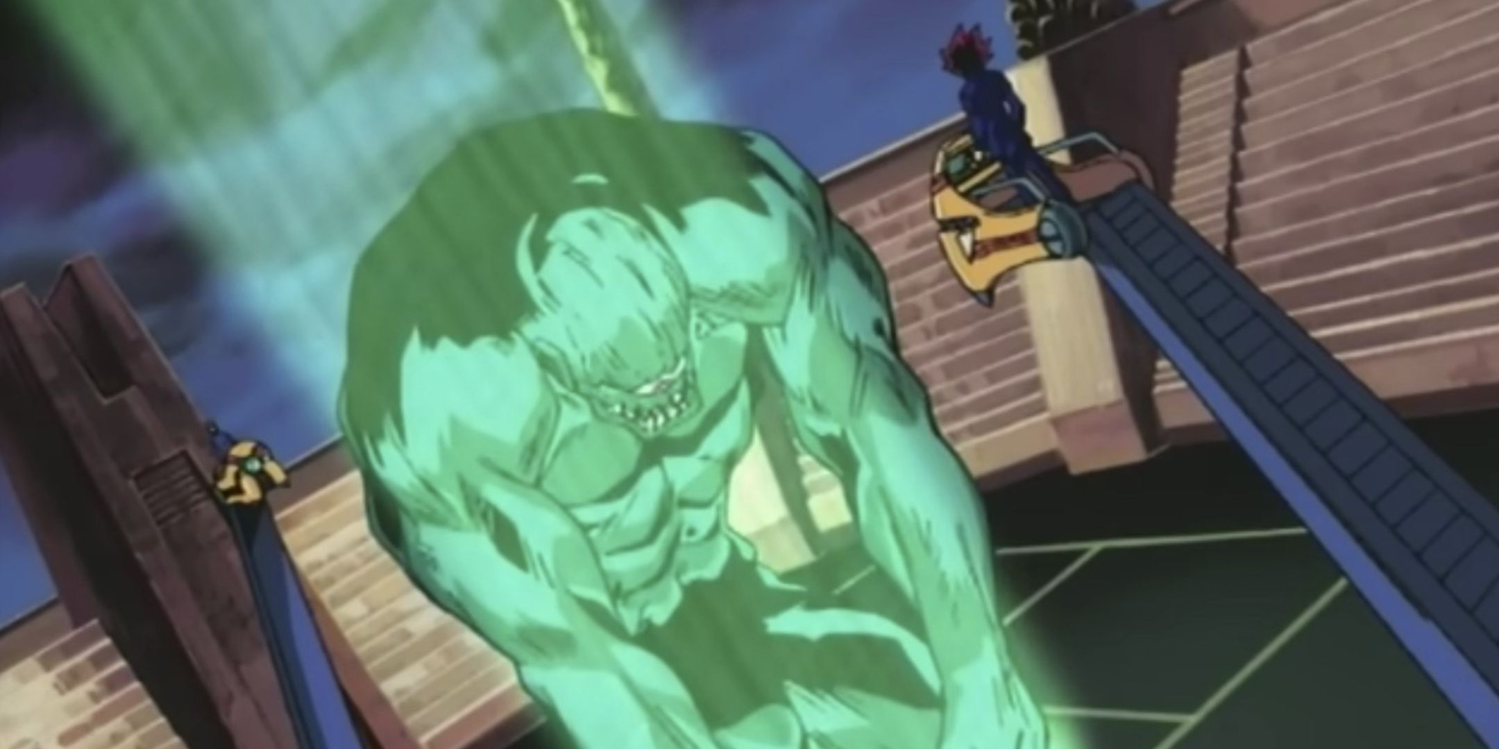 Kaiba summons a mon ster through holograms in Yu-Gi-Oh!