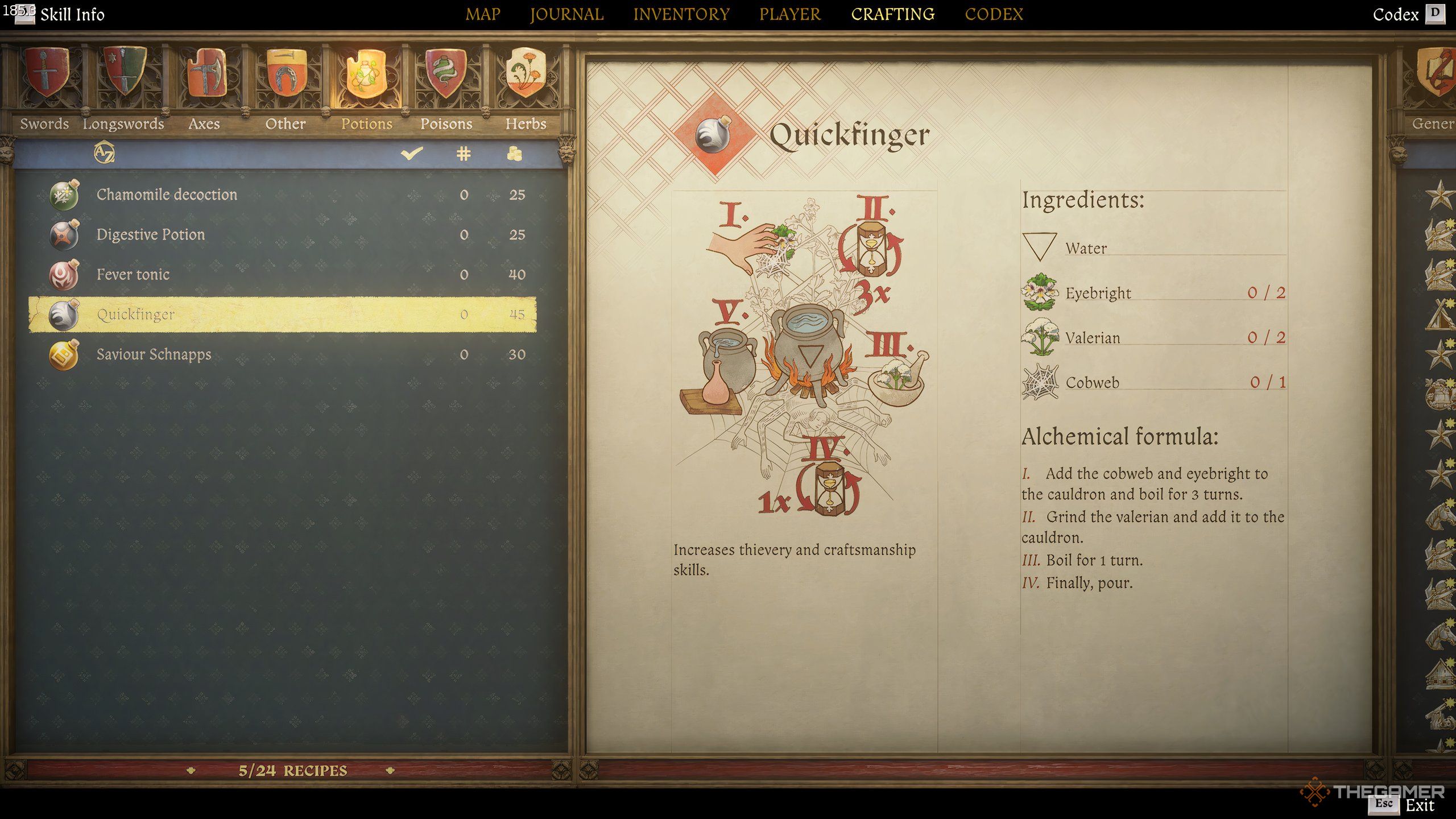 The Quikfinger recipe in Kingdom Come: Deliverance 2.