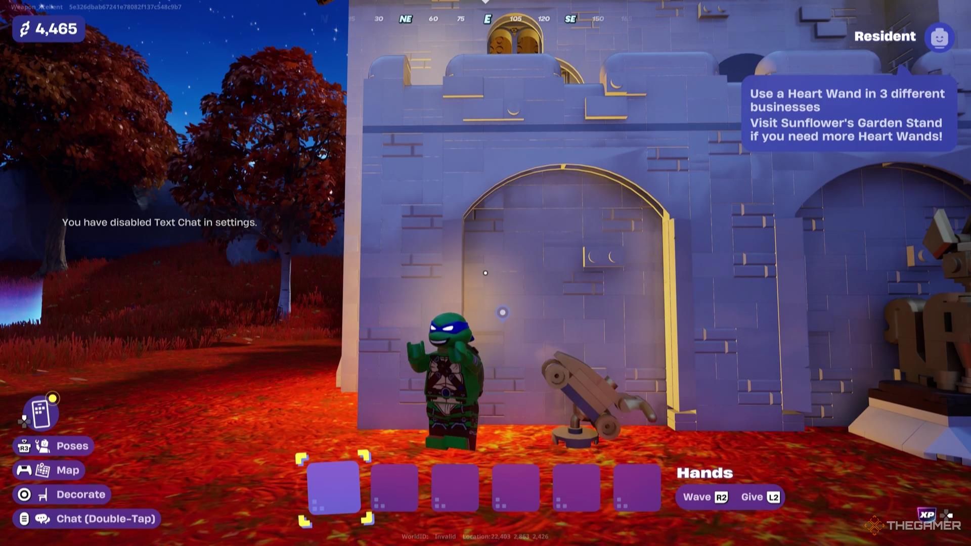 Leonardo rejoices next to his trophy in Lego Fortnite Brick Life.