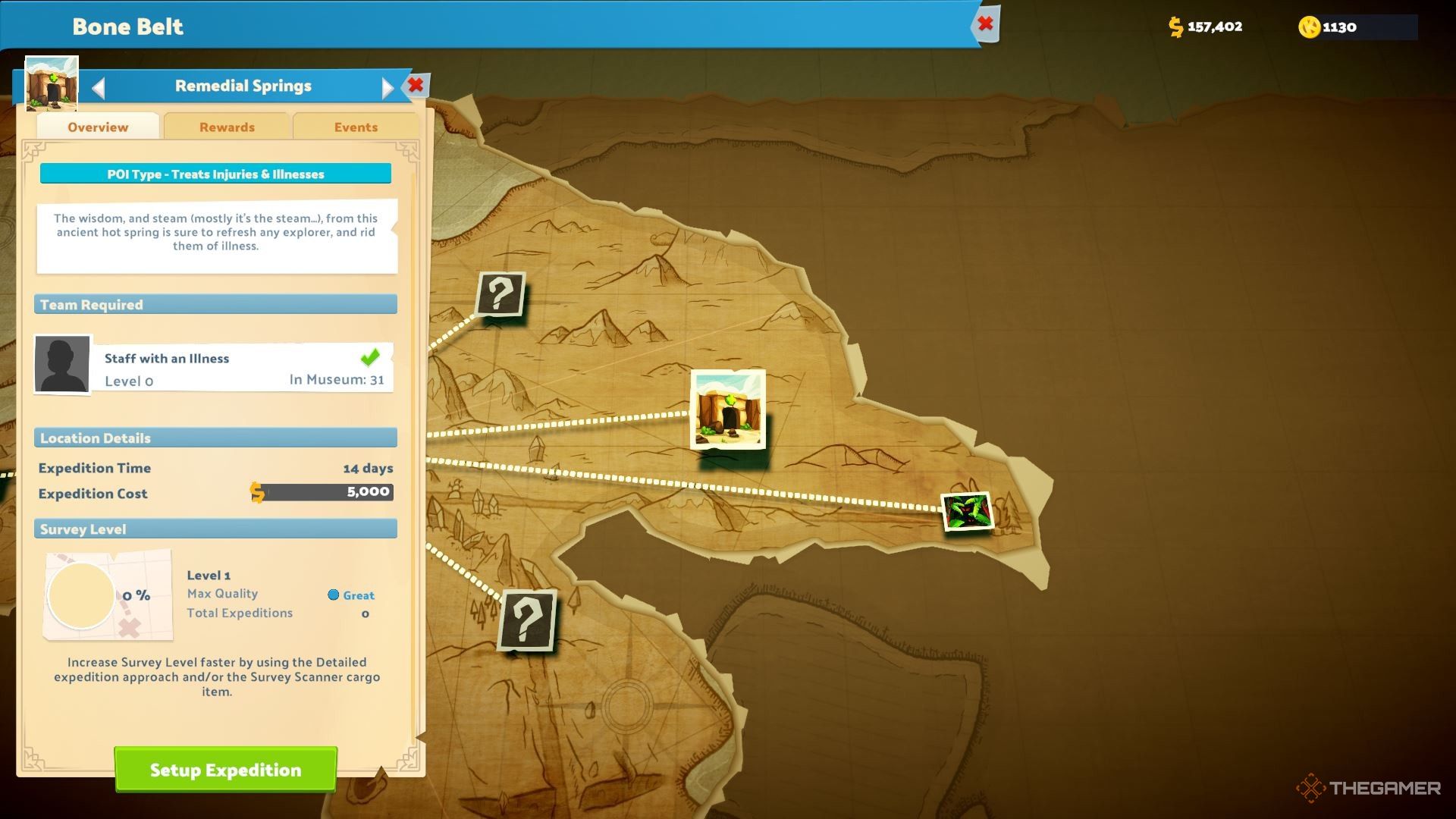 Location of Remedial Springs in Sandbox Mode in Two Point Museum.