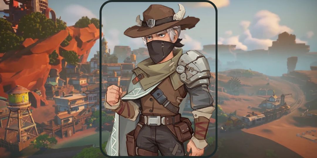 Logan from My Time At Sandrock is shown. He is an outlaw with a western hat and cloak.