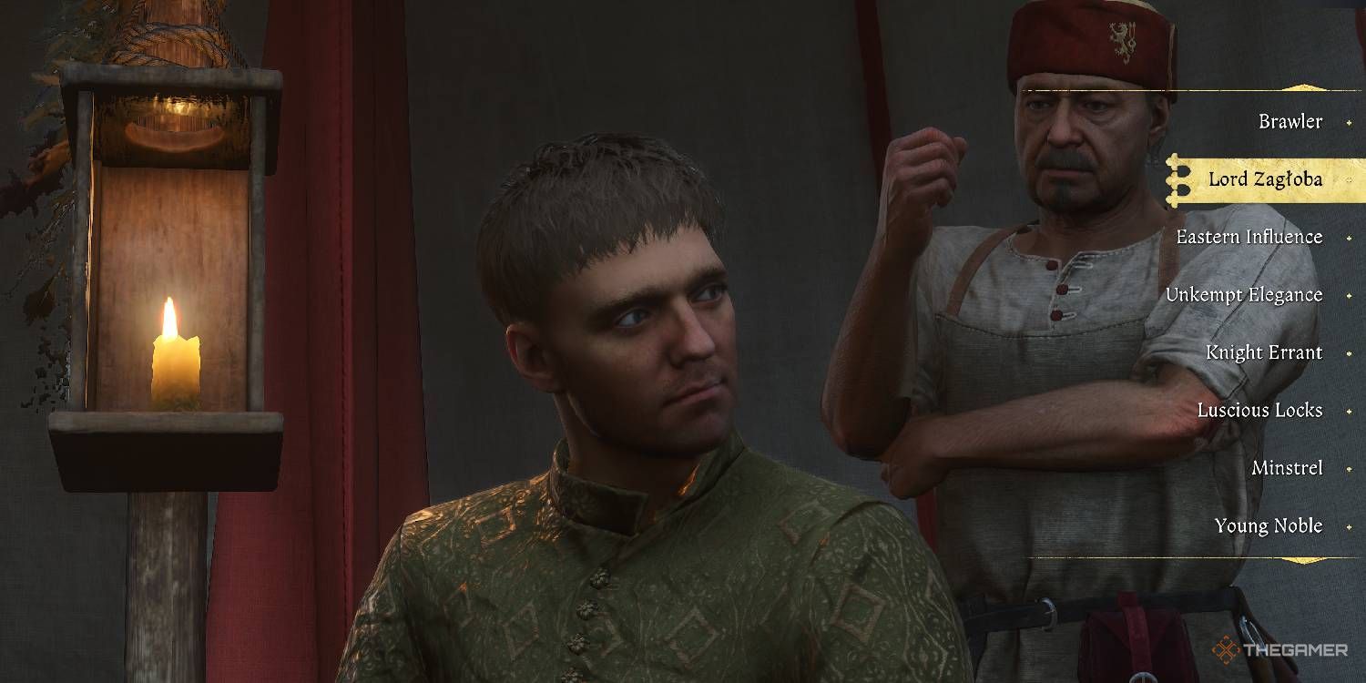 Lord Zagloba displayed in the barber menu in Kingdom Come Deliverance 2.