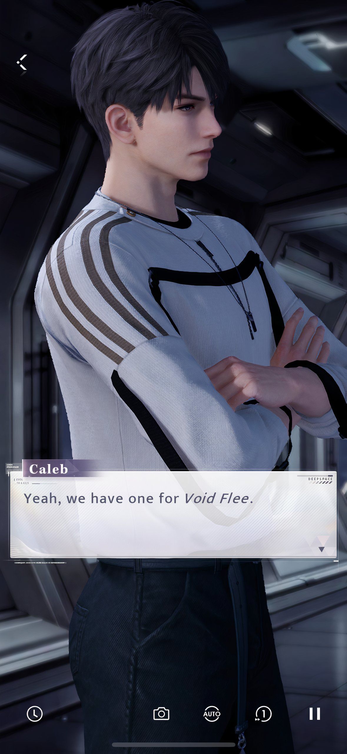 Love And Deepspace: Caleb asks to start the gaming simulation.