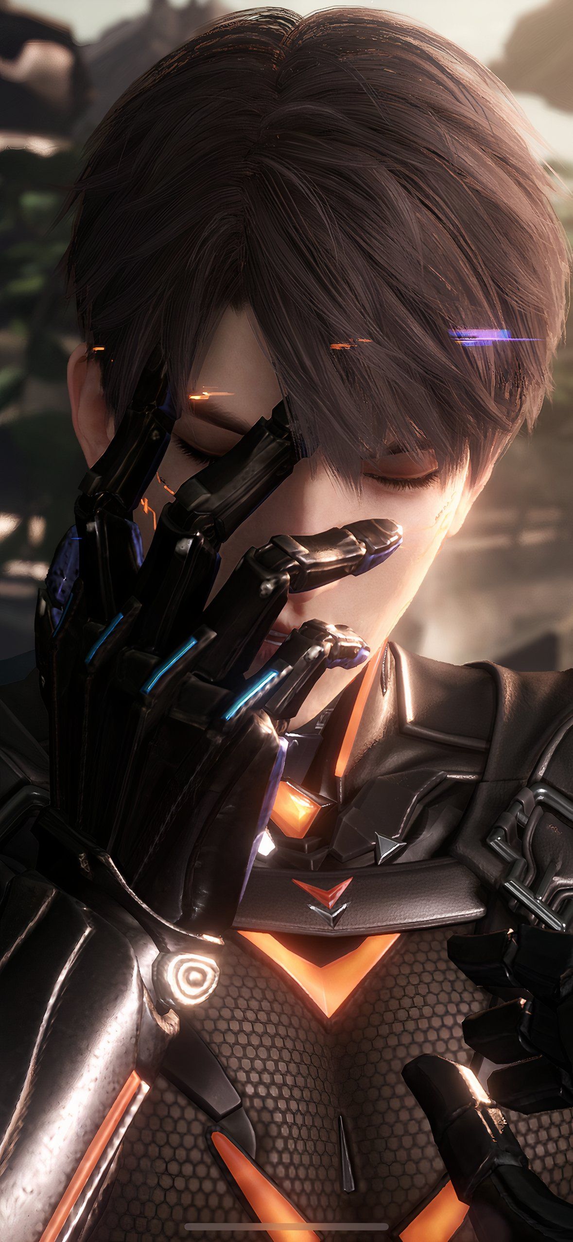 Love And Deepspace: Caleb touches his forehead.