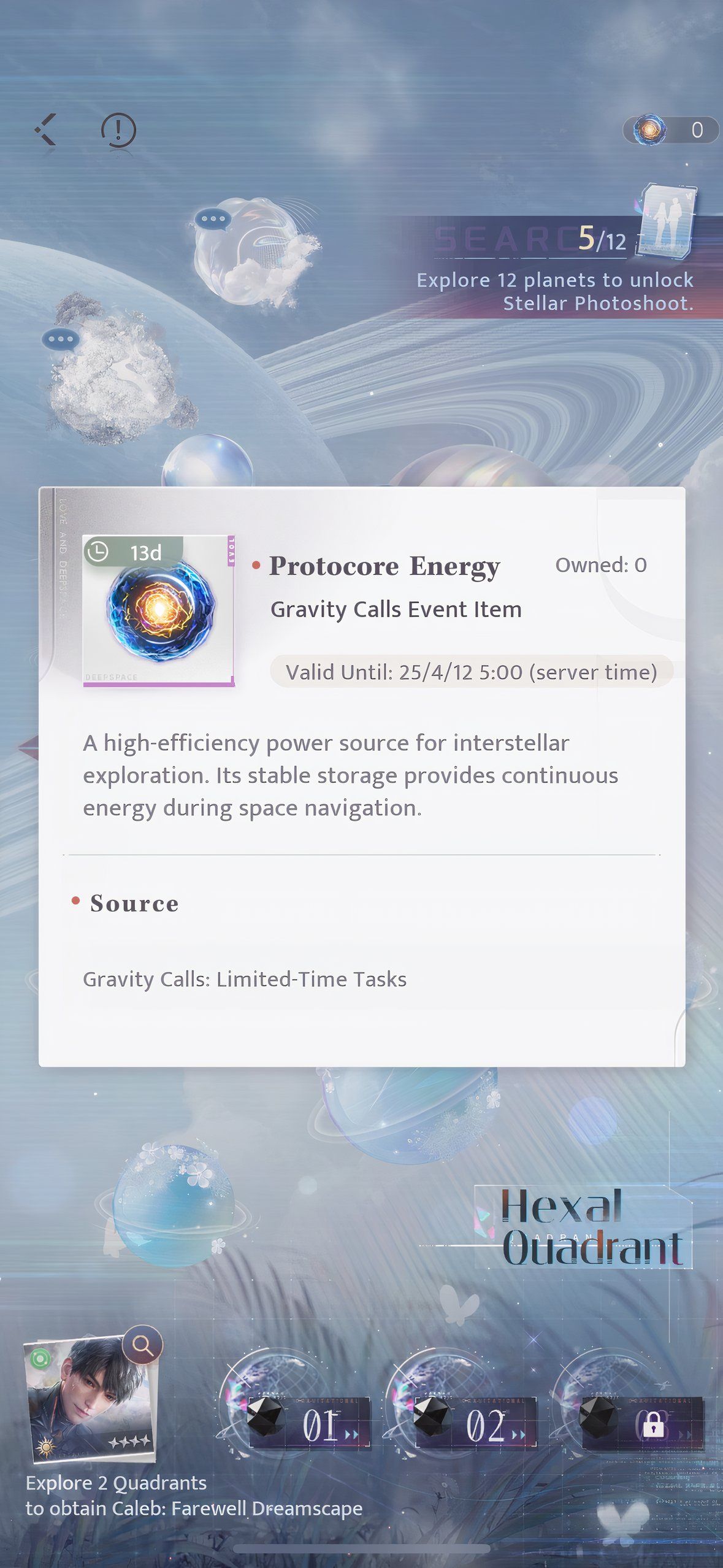 Love And Deepspace: Protocore Energy.
