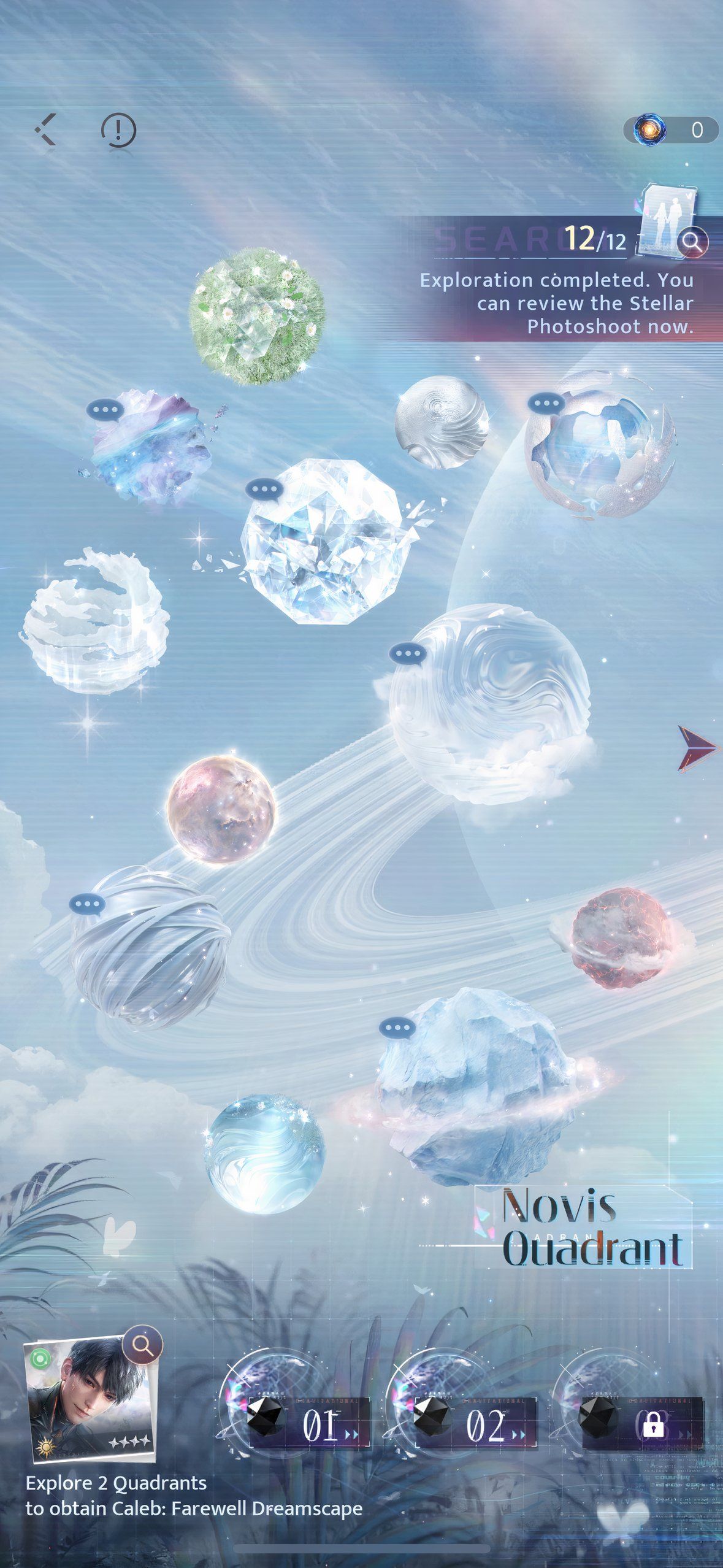 Love And Deepspace: The Cosmic Odyssey screen.