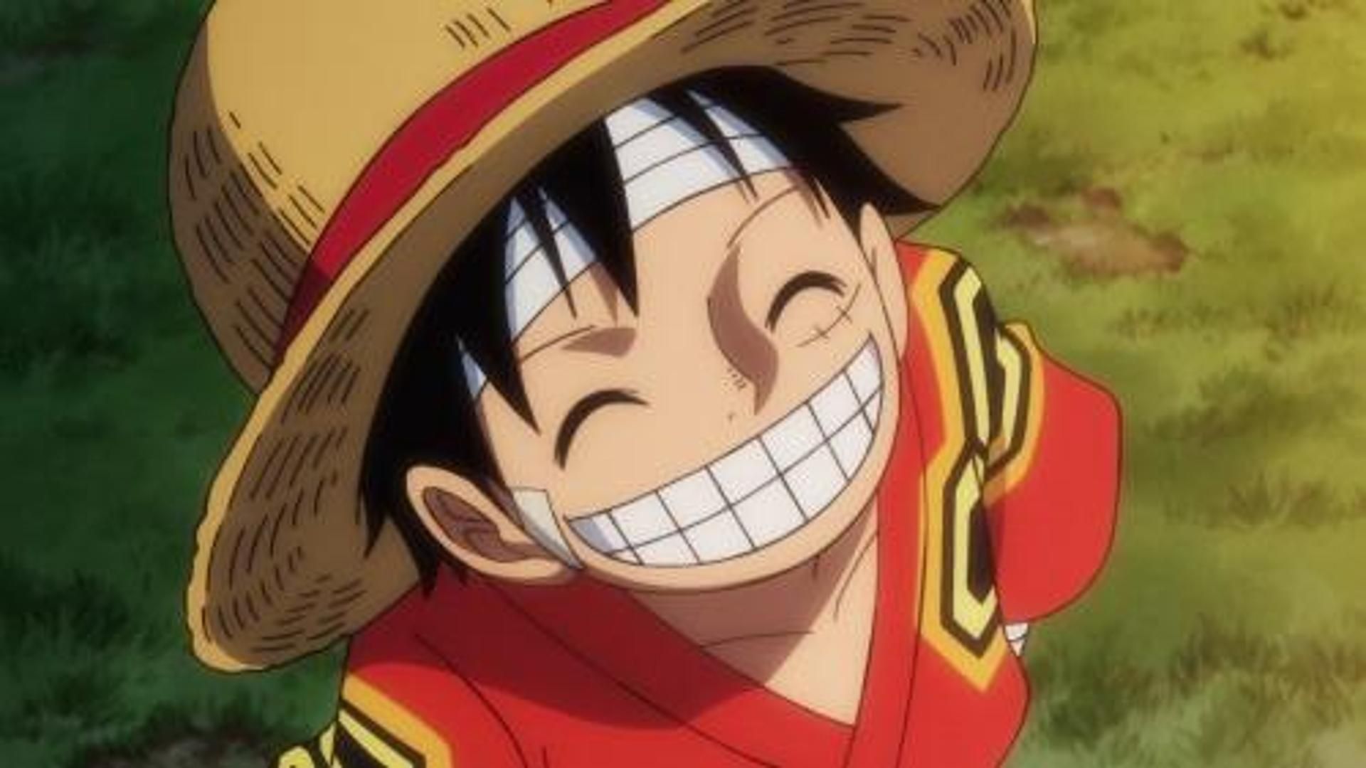 Luffy smiling in One Piece.