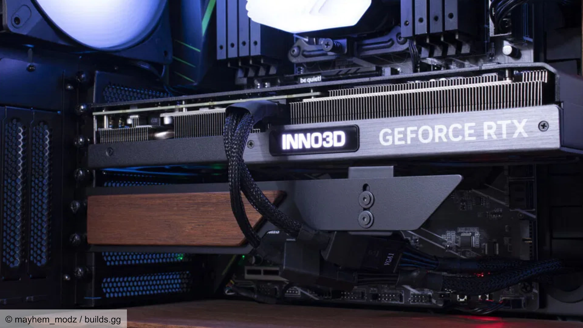 GPU inside the mahogany gaming PC