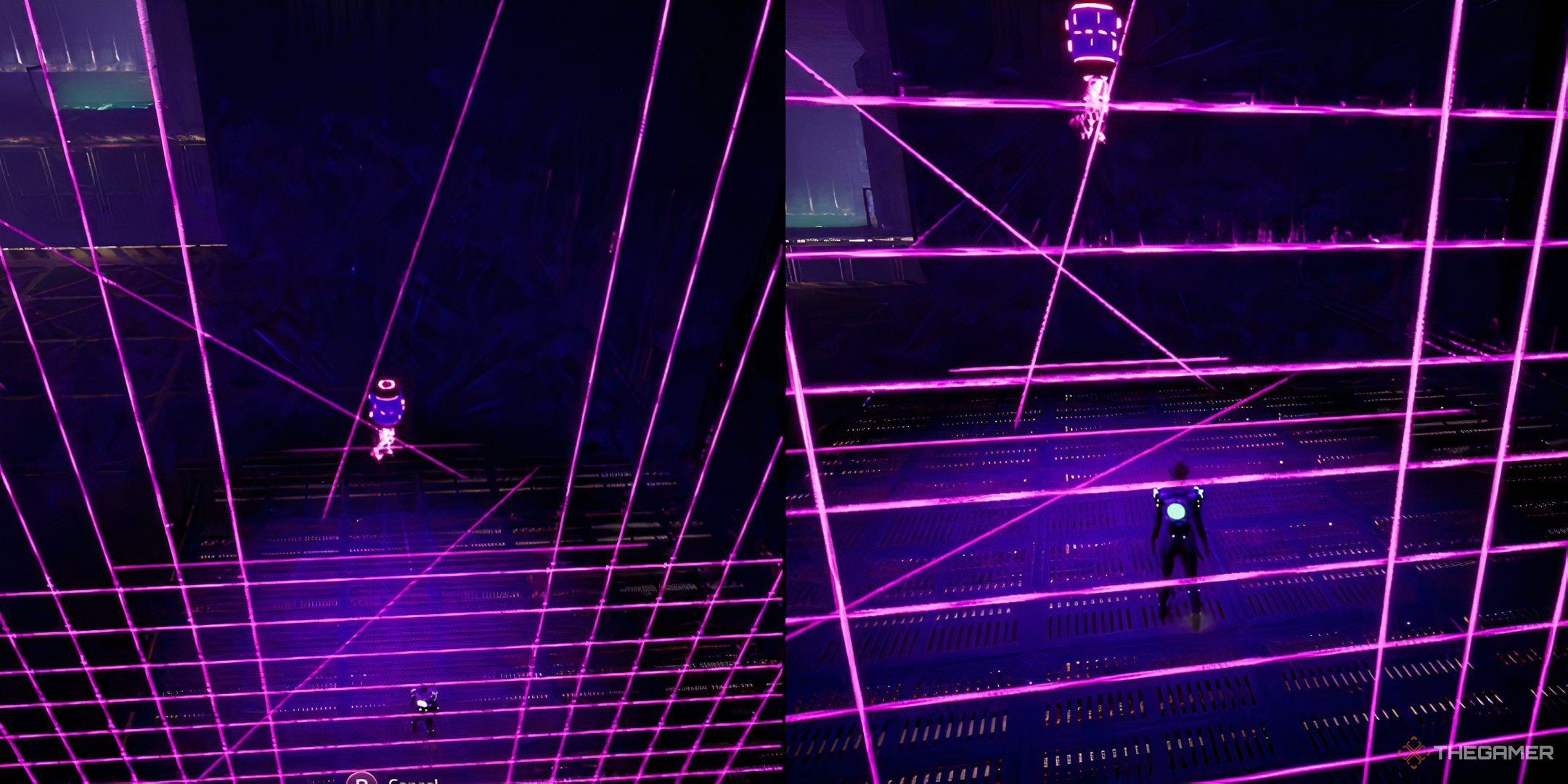 Zoe navigates the laser maze.