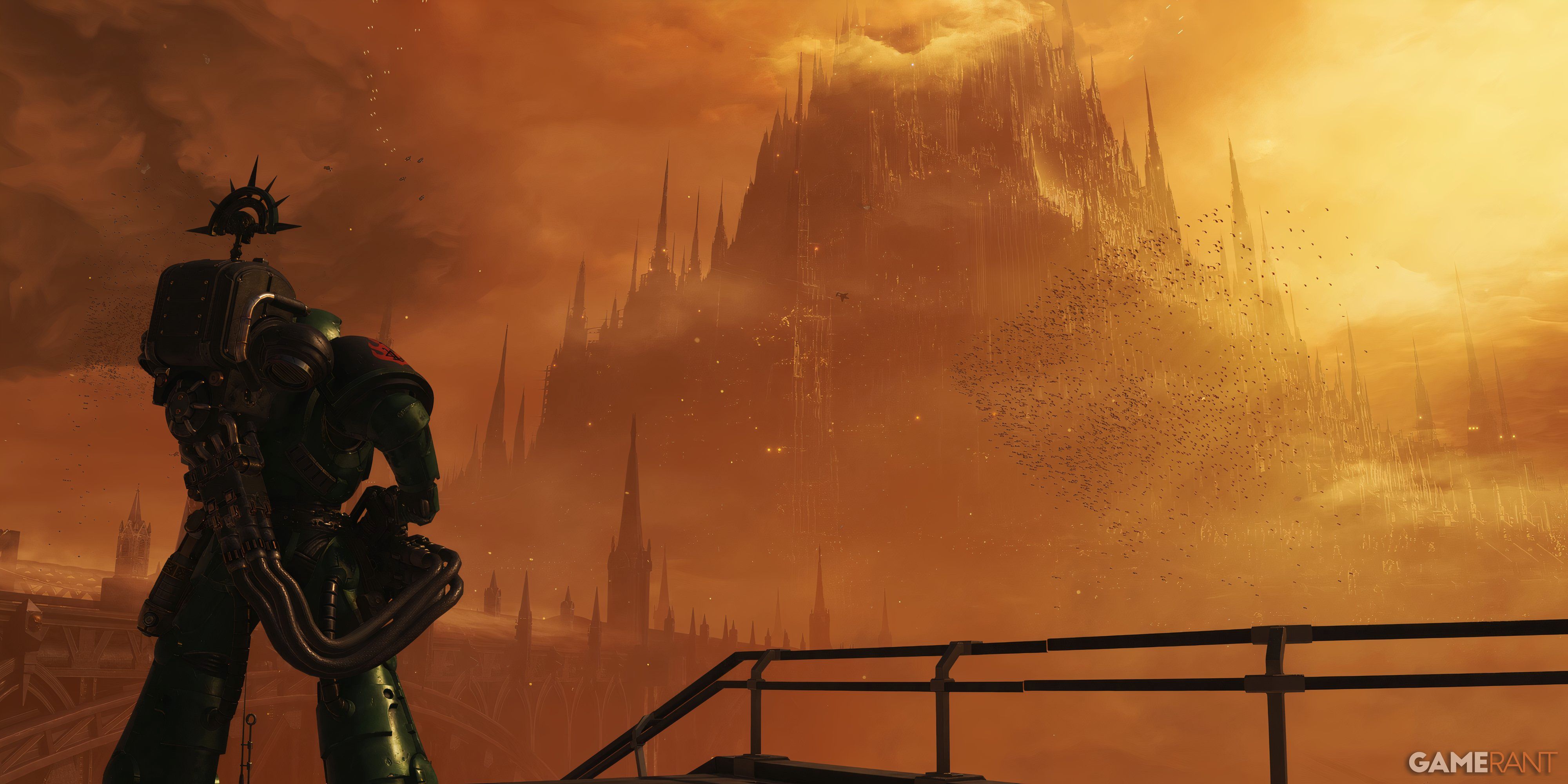 Warhammer 40K: 8 Things Space Marine 3 Can Improve A Salamander Heavy looks out across a large hive city