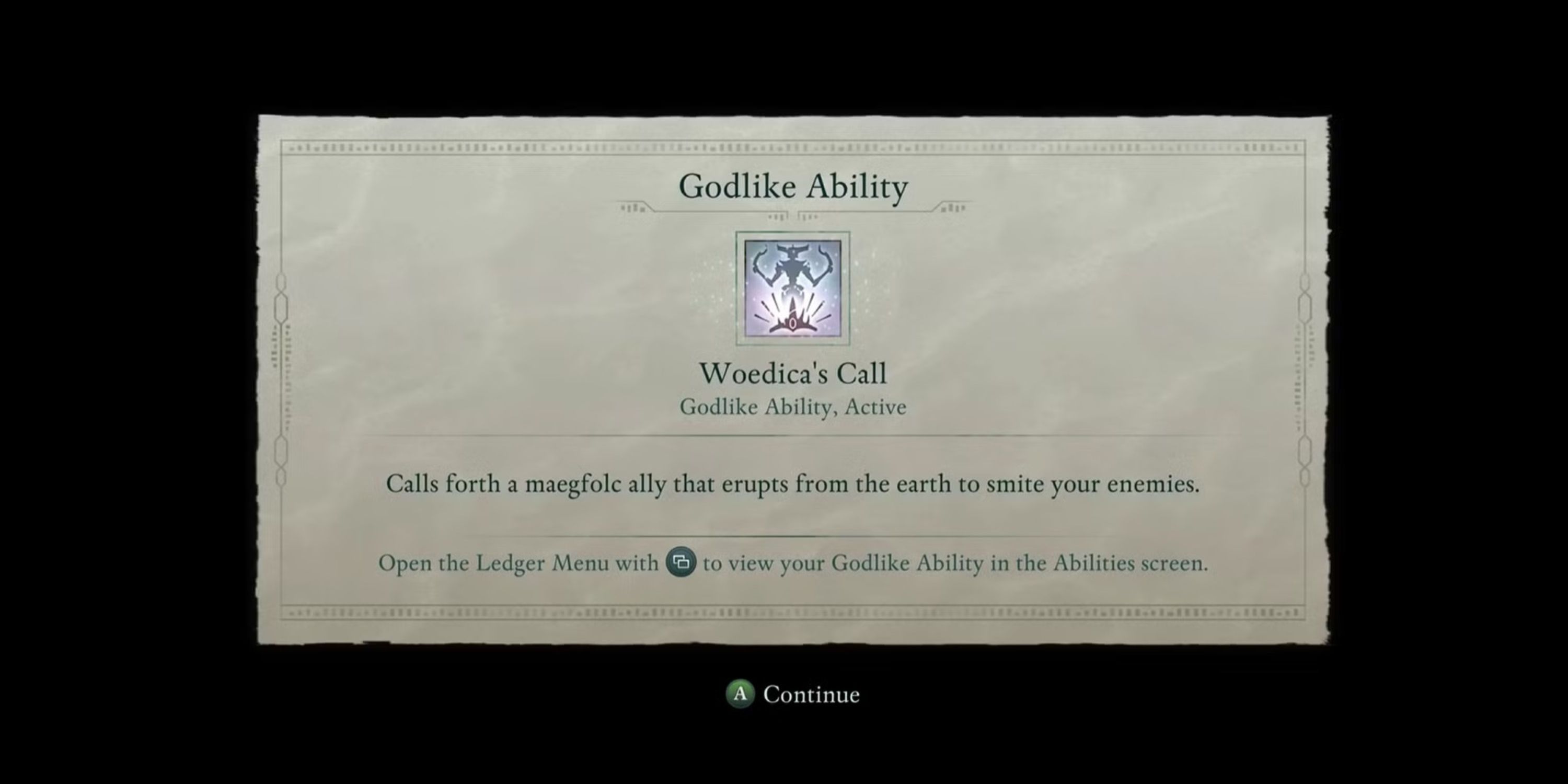 A screenshot of Woedica's Call in Avowed.