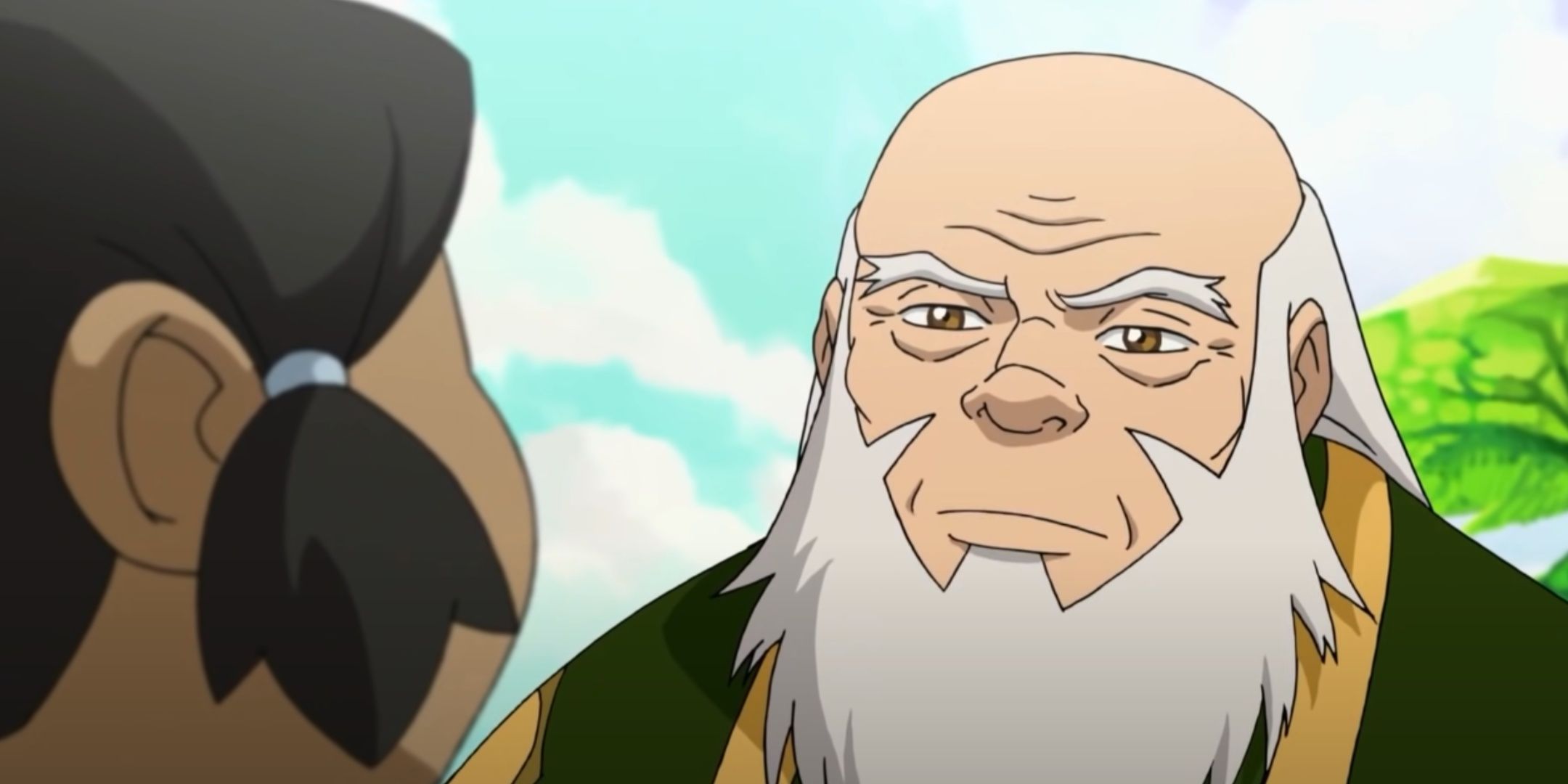 Iroh speaks firmly to Korra.