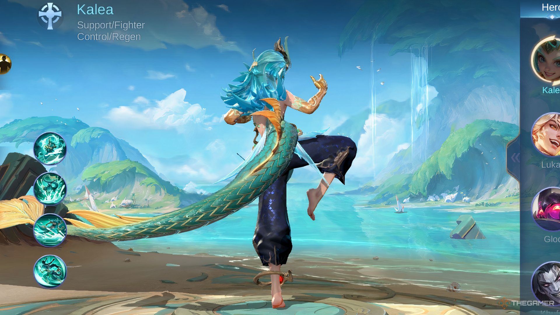 Mobile Legends Kalea back view in her default pose.