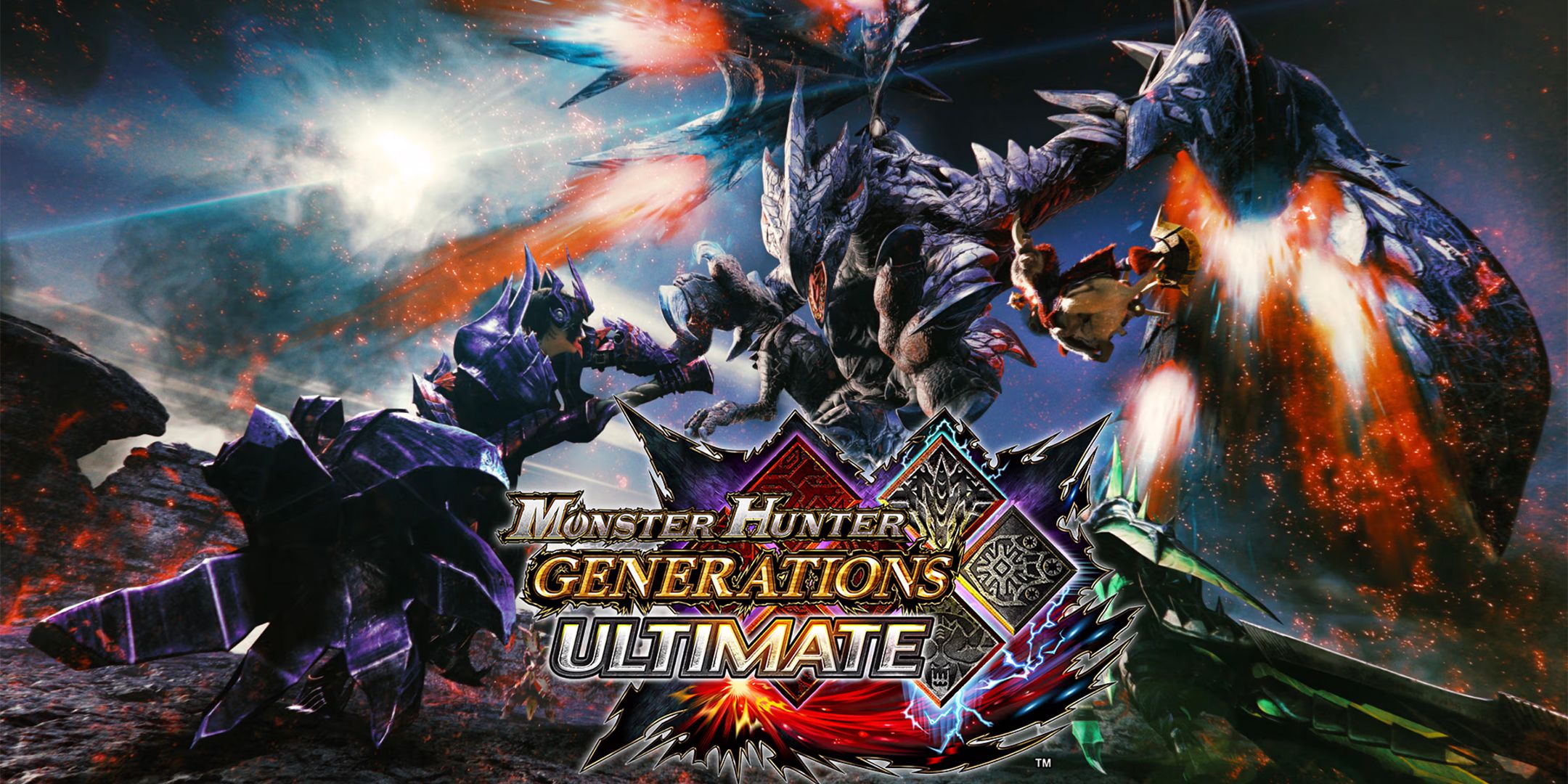 The main cover art for Monster Hunter Generations Ultimate, featuring a hunter fighting Valstrax.