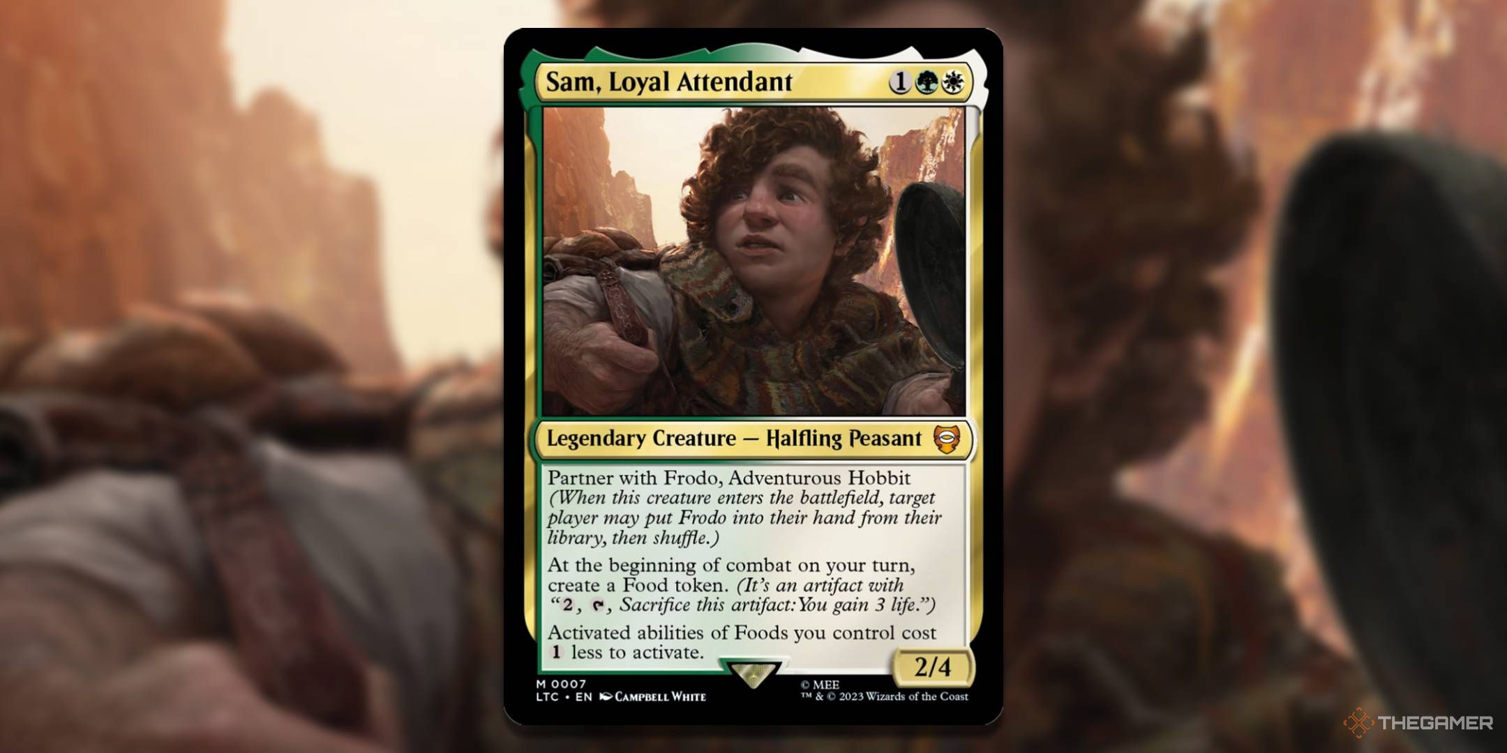 MTG Sam, Loyal Attendant card with the art in the background.
