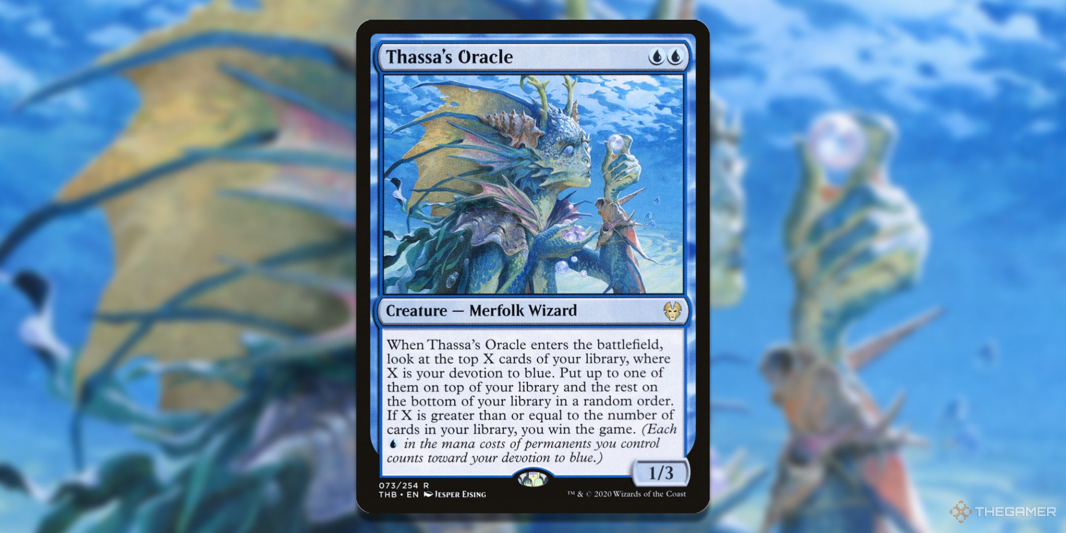 MTG Thassa's Oracle card and art background