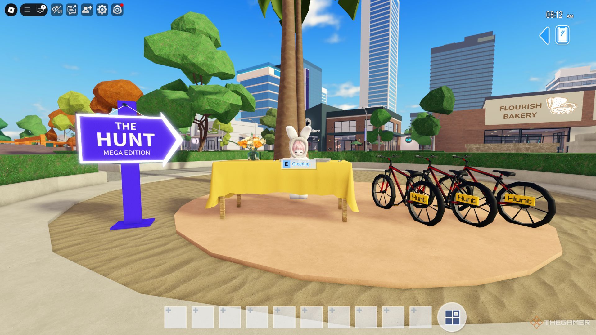 The player character shows the NPC in a rabbit costume near the spawn point in Metro Life.