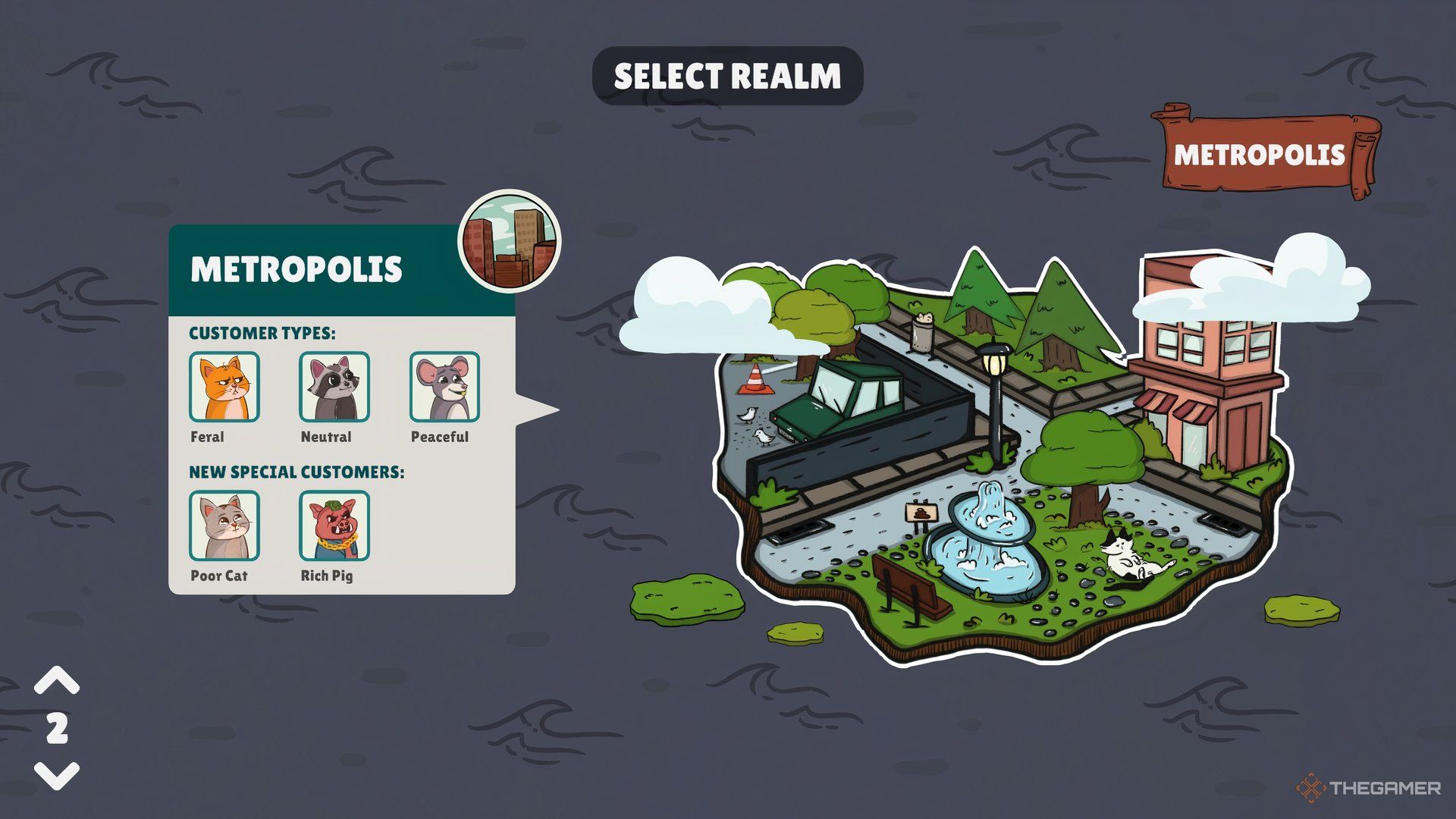 An overview of the Metropolis realm in Party Club, showing the animals available.