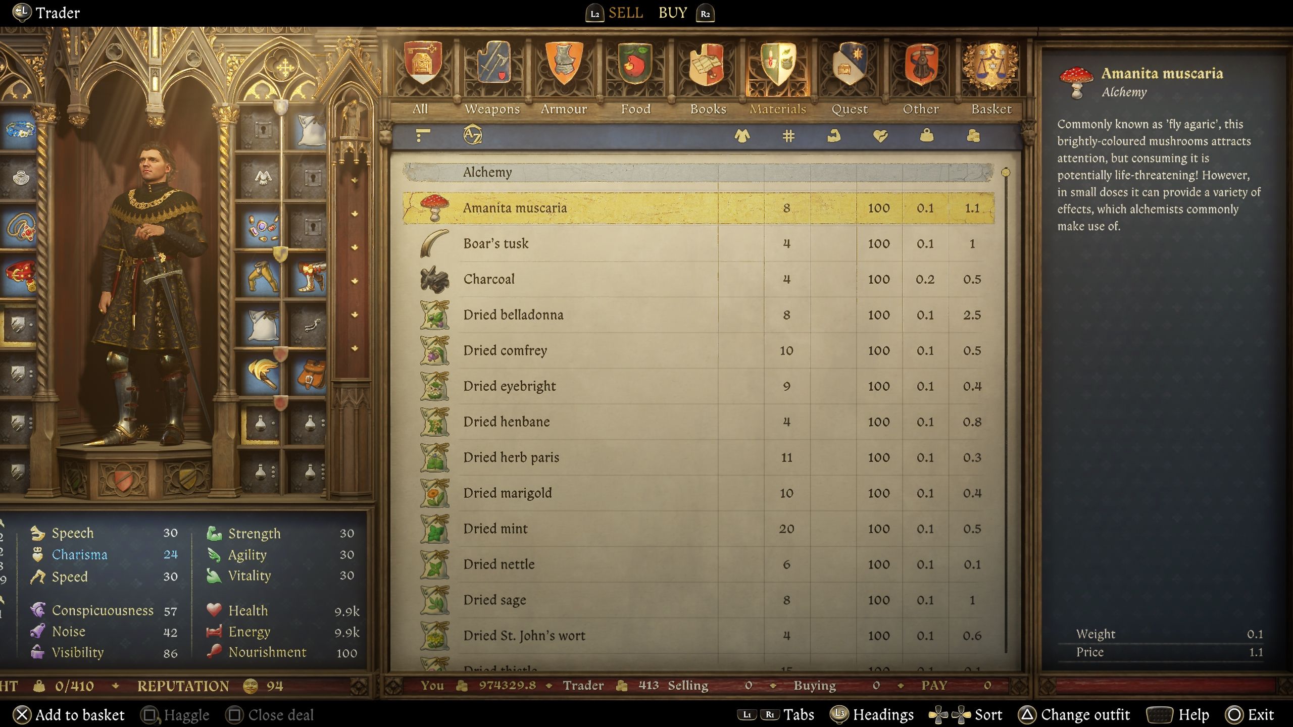 Player about to buy Amanita Muscaria - kcd2