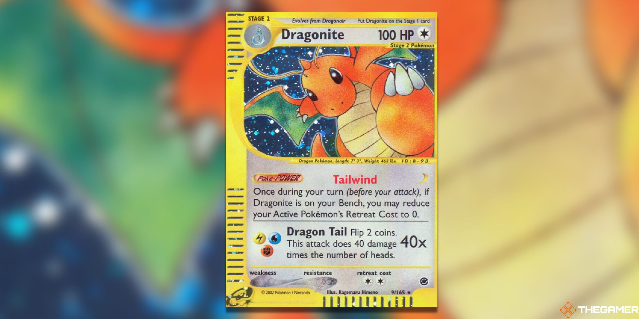 The Holo Rare Expedition Dragonite in the Pokemon TCG.
