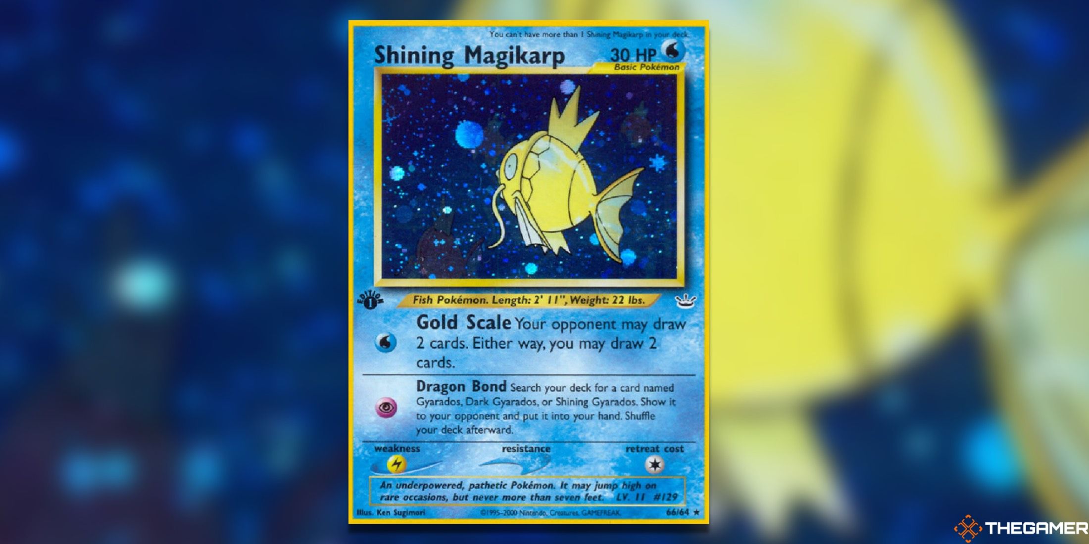 The Neo Revelation Shining Magikarp from the Pokemon TCG.